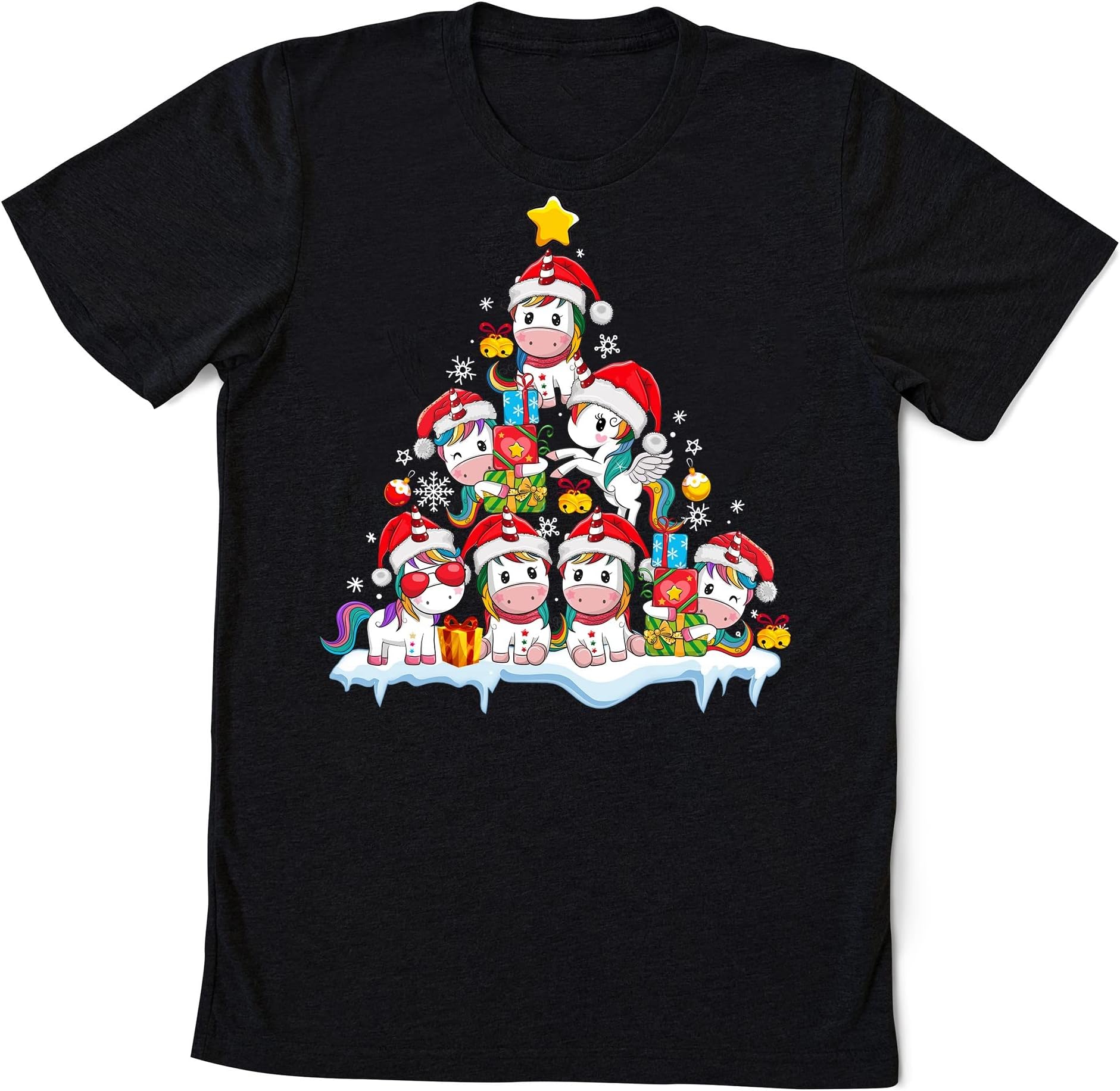 Cute Unicorns Christmas Tree Reindeer Shirt, for Her, Kids Christmas Shirt, Cute Christmas Shirt, Girls Christmas Shirt Multicolored
