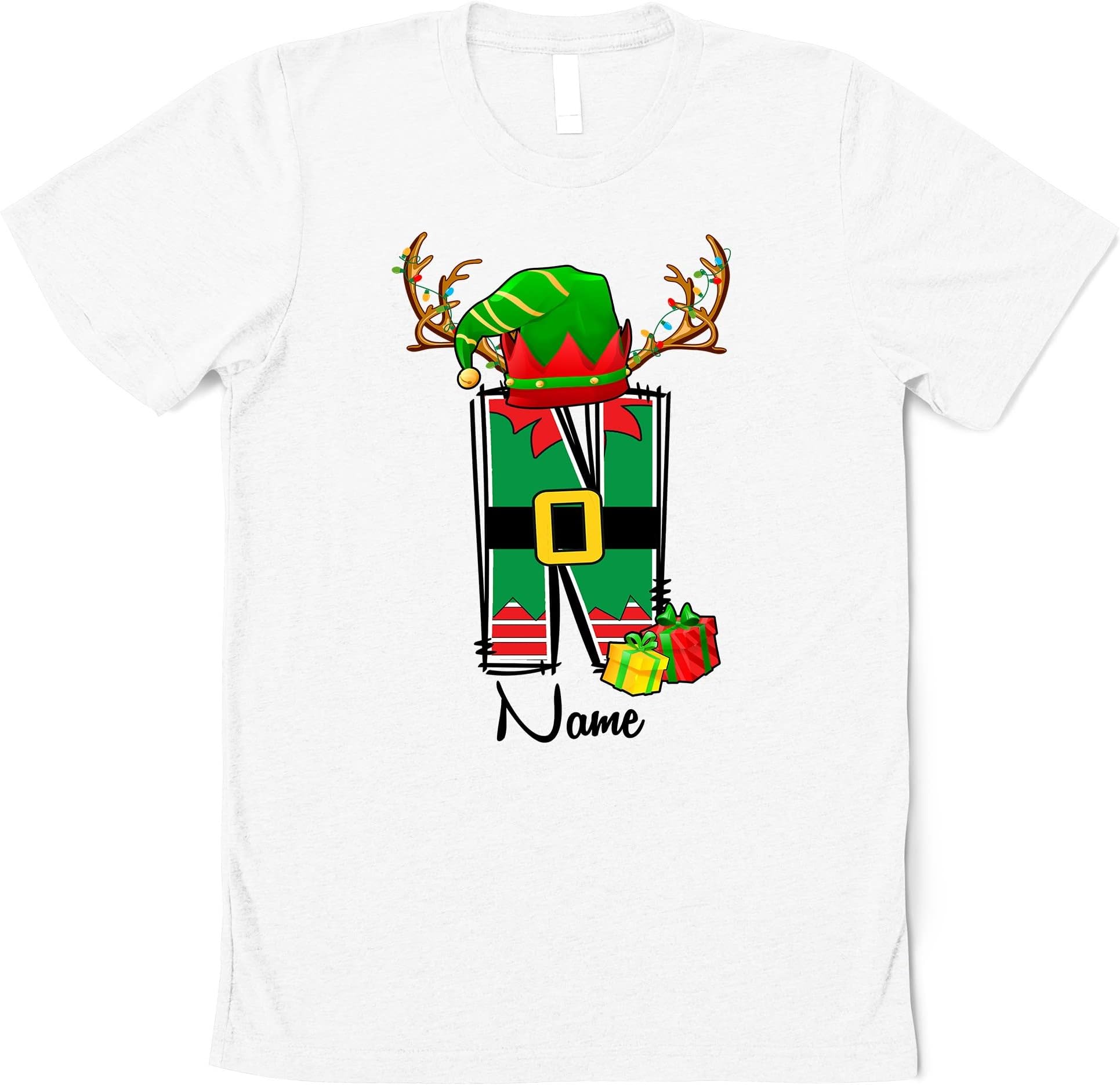 Monogrammed Family Christmas Elf Hat Shirt, Personalized Christmas Family Shirt, Custom Christmas with Name, Custom Gift Multicolored