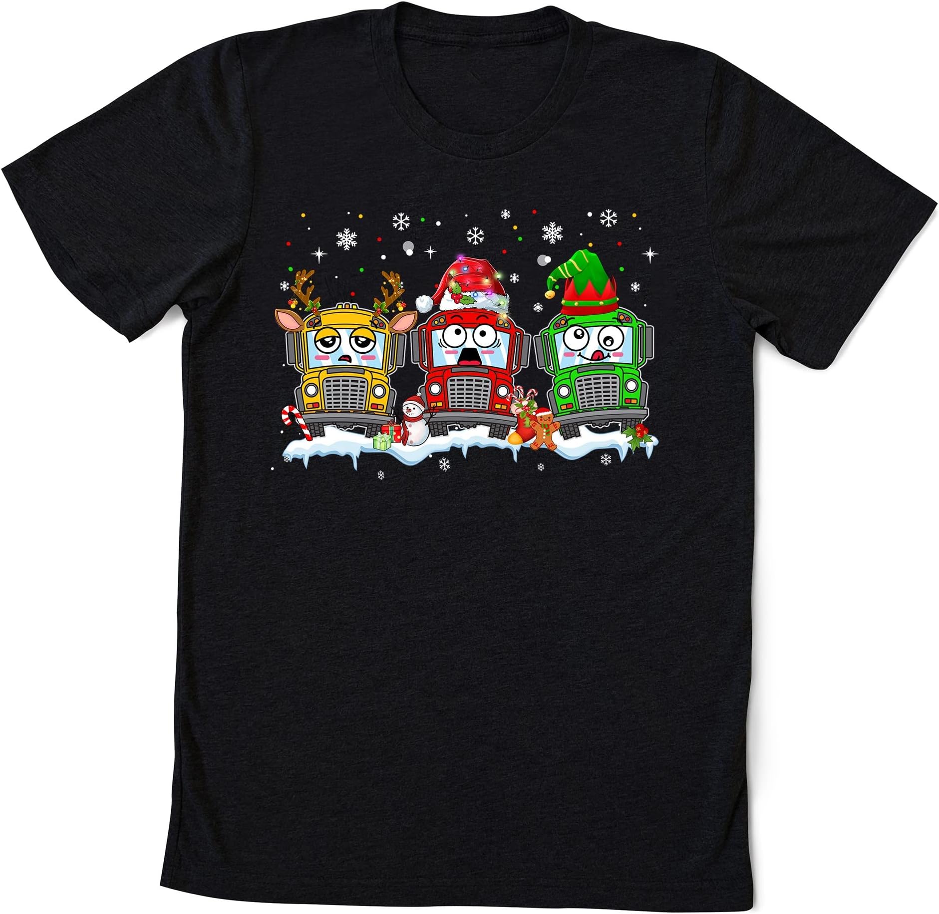 Christmas School Shirt, School Driver Shirt, Christmas Tree Shirt, Santa Hat, Reindeer, School Shirt Gift Multicolored