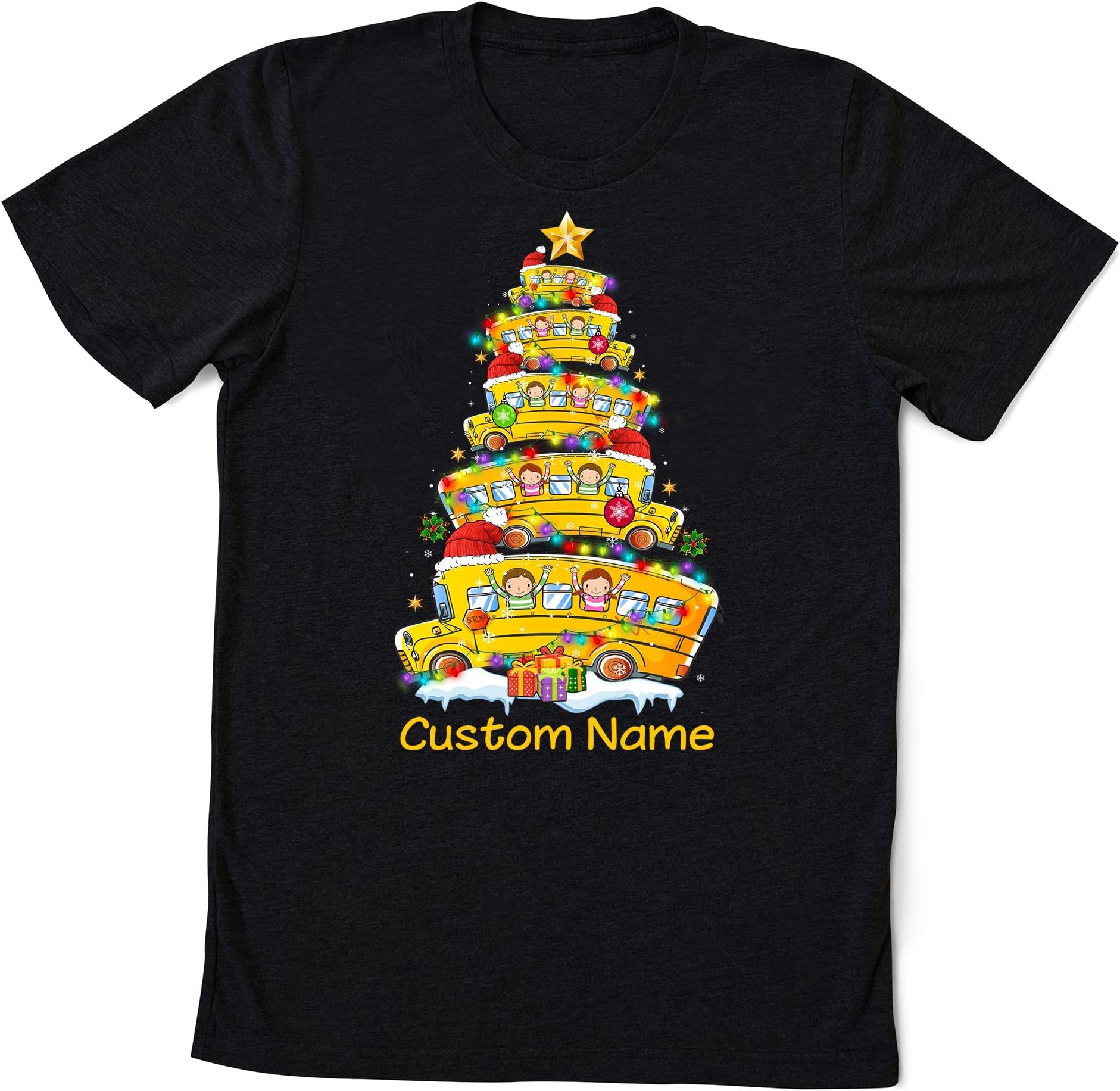 Christmas School Bus Shirt, School Bus Driver Shirt, Christmas Tree Shirt, Santa Hat, Reindeer, School Bus Shirt Multicolored