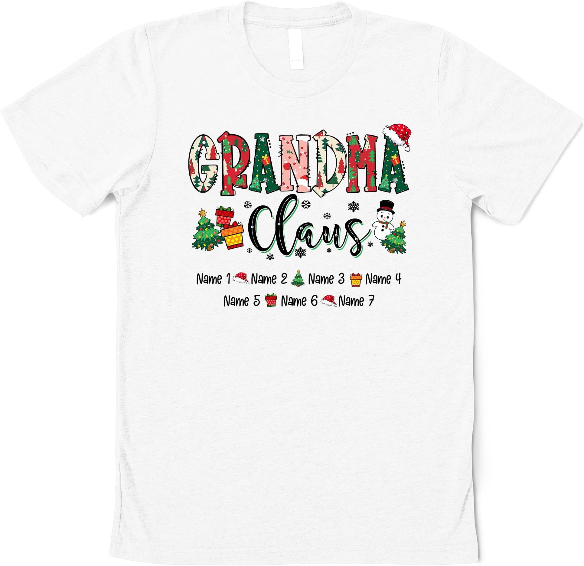 Custom Christmas Tree Mimi Claus Shirt,Christmas Nana Shirt, Custom Grandma Claus Christmas Shirt, Gigi Shirt Gift for Christmas Multicolored