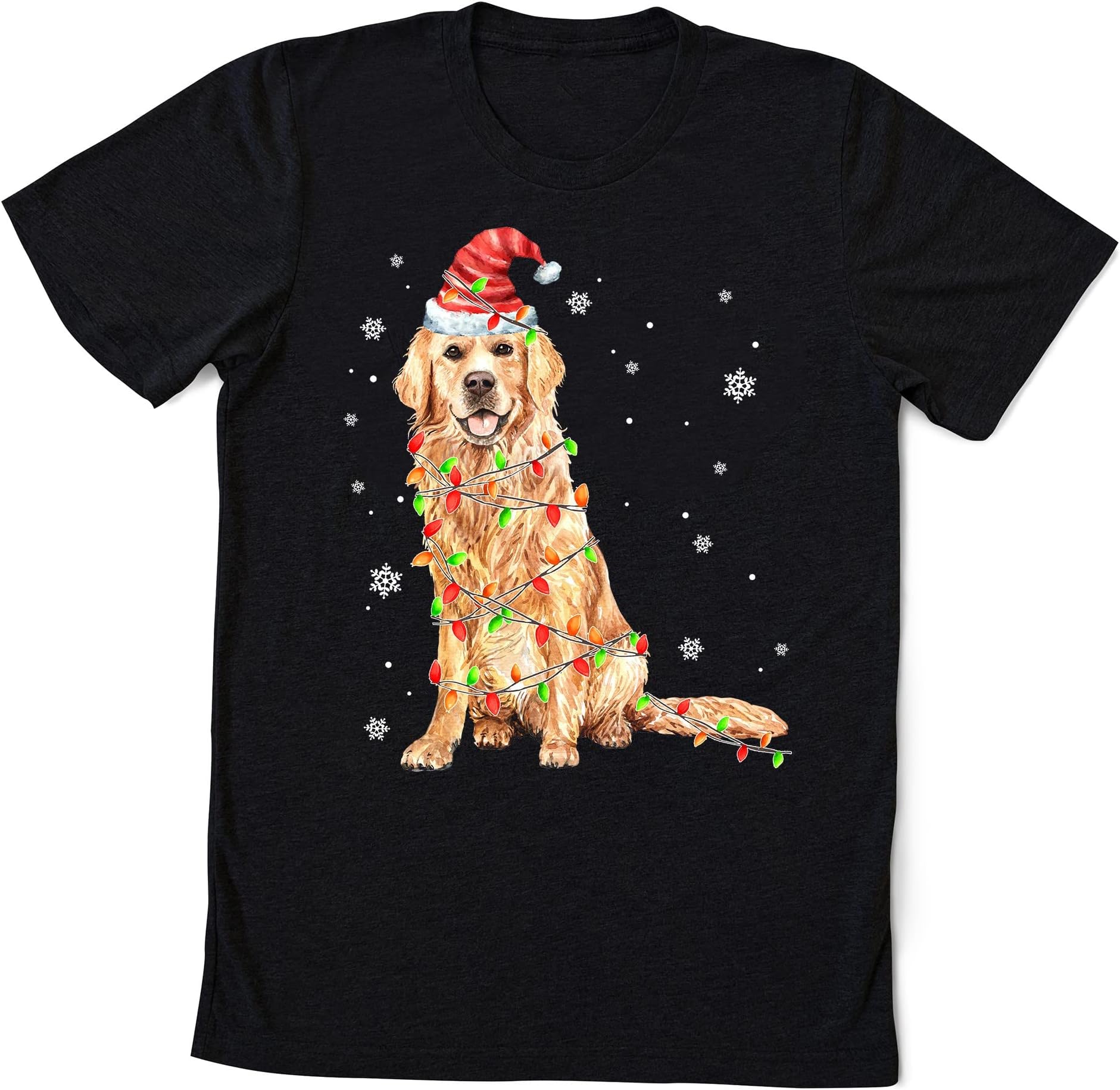 Christmas Golden Retriever Shirt, Happy New Year Dog T-Shirt, Christmas Dog Tee, Golden Mom T-Shirt, Christmas Lights Tee