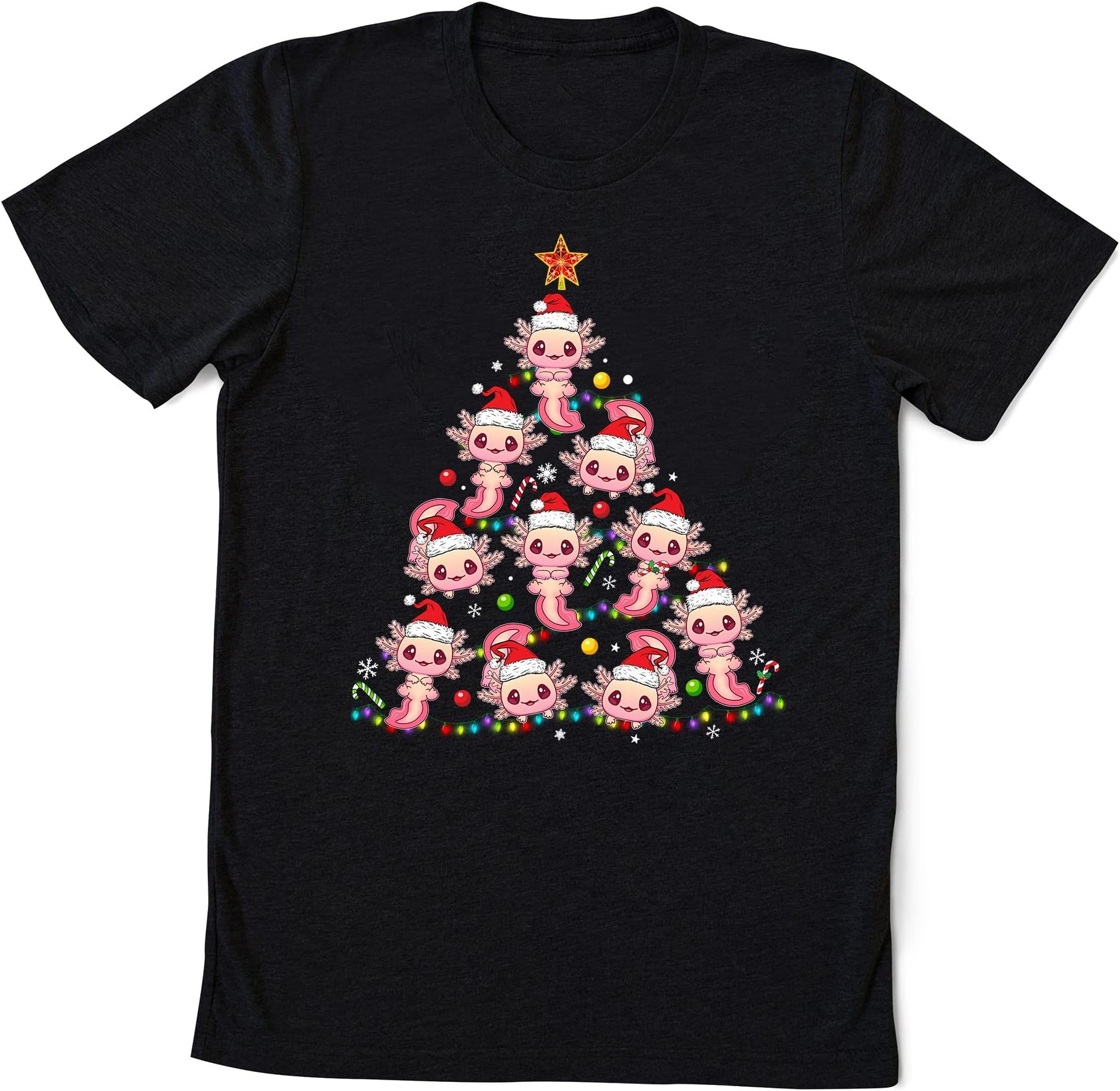Funny Axolotl Christmas Tree T-Shirt, Funny Axolotl Shirt, Axolotl Lover Tee, Christmas Axolotl Shirt, Axolotl Lovers Gift Multicolored