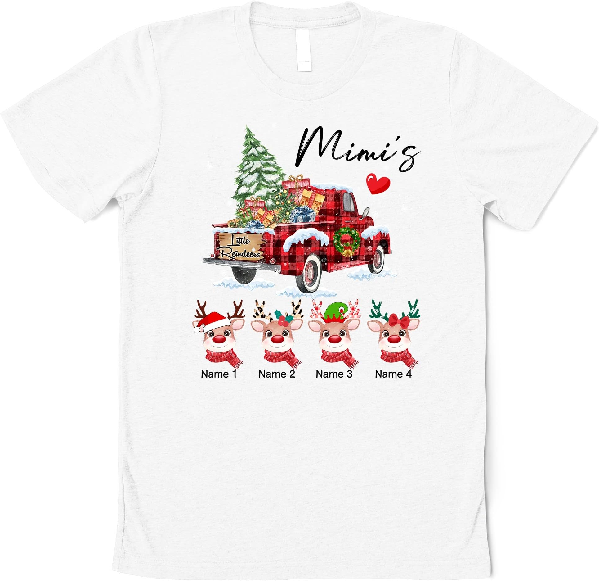 Personalized Christmas Grandma Little Reindeer Shirt, Custom Red Truck Mimi Reindeer Shirt, 2022 Christmas Grandma Shirt with Reindeer