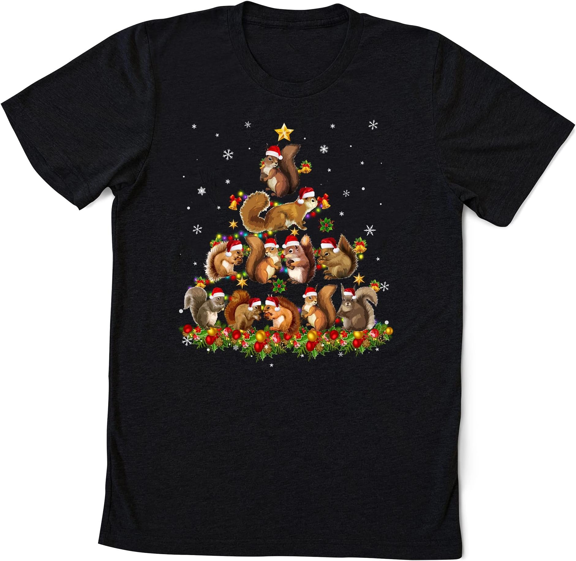 Christmas Squirrel Lights Tree Shirt, Christmas Shirt, Funny Christmas Shirt, Shirt, for Her Multicolored