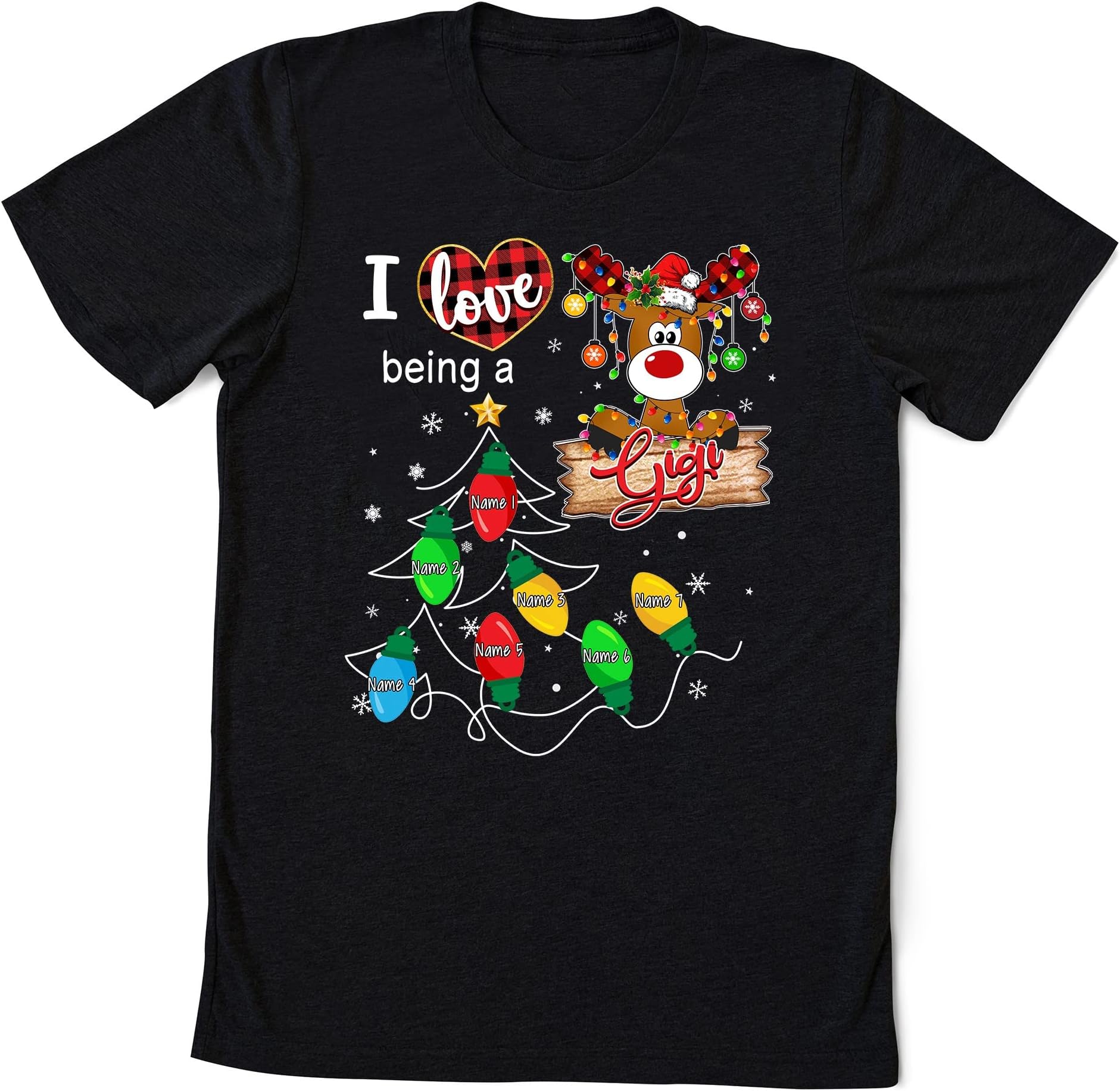 Custom I Love Being A Gigi Christmas Shirt, 2022 Christmas Lights Grandma Shirt, Xmas Lights Shirt for Mimi, Reindeer Nana Christmas Shirt Multicolored