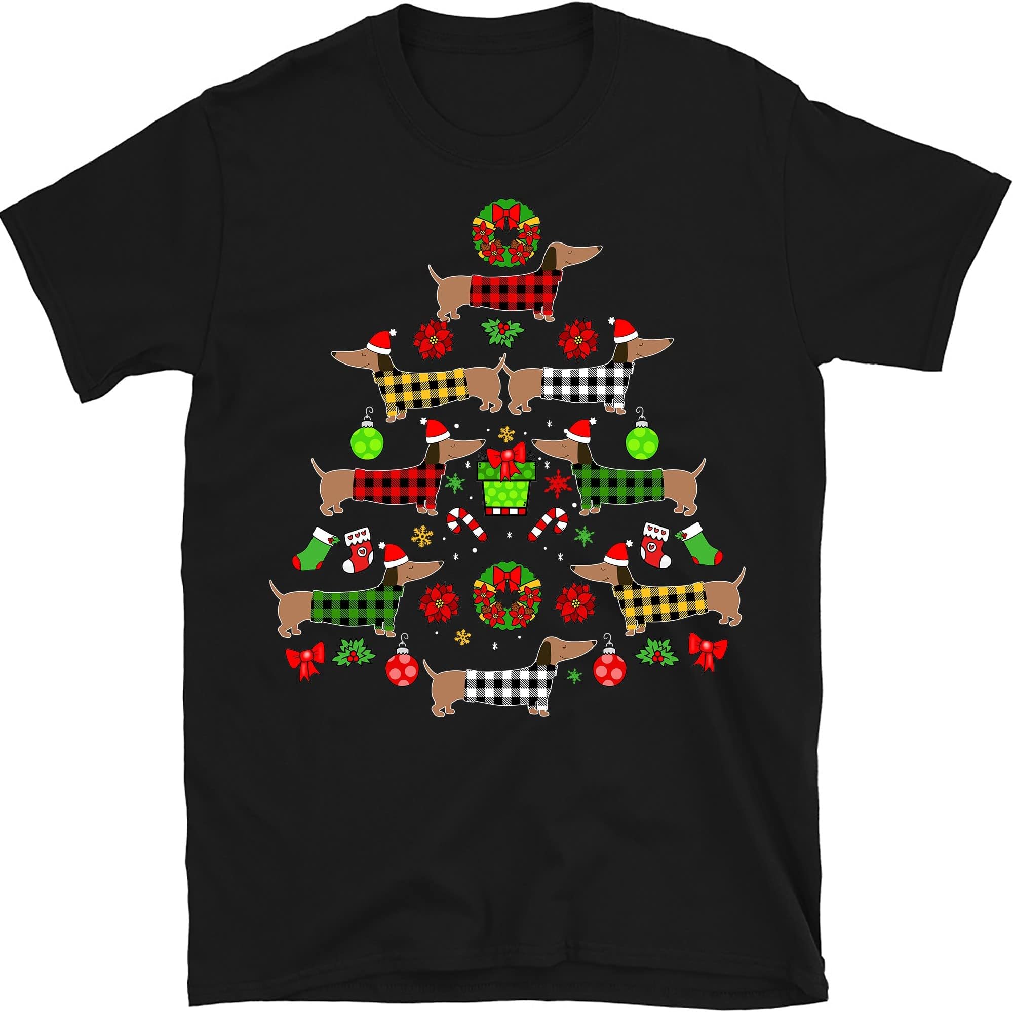 Dachshund Christmas Tree Shirt, Dachshund Christmas Shirt, Dachshund Lover Shirt, Dog Lover Xmas Shirt Multicolored
