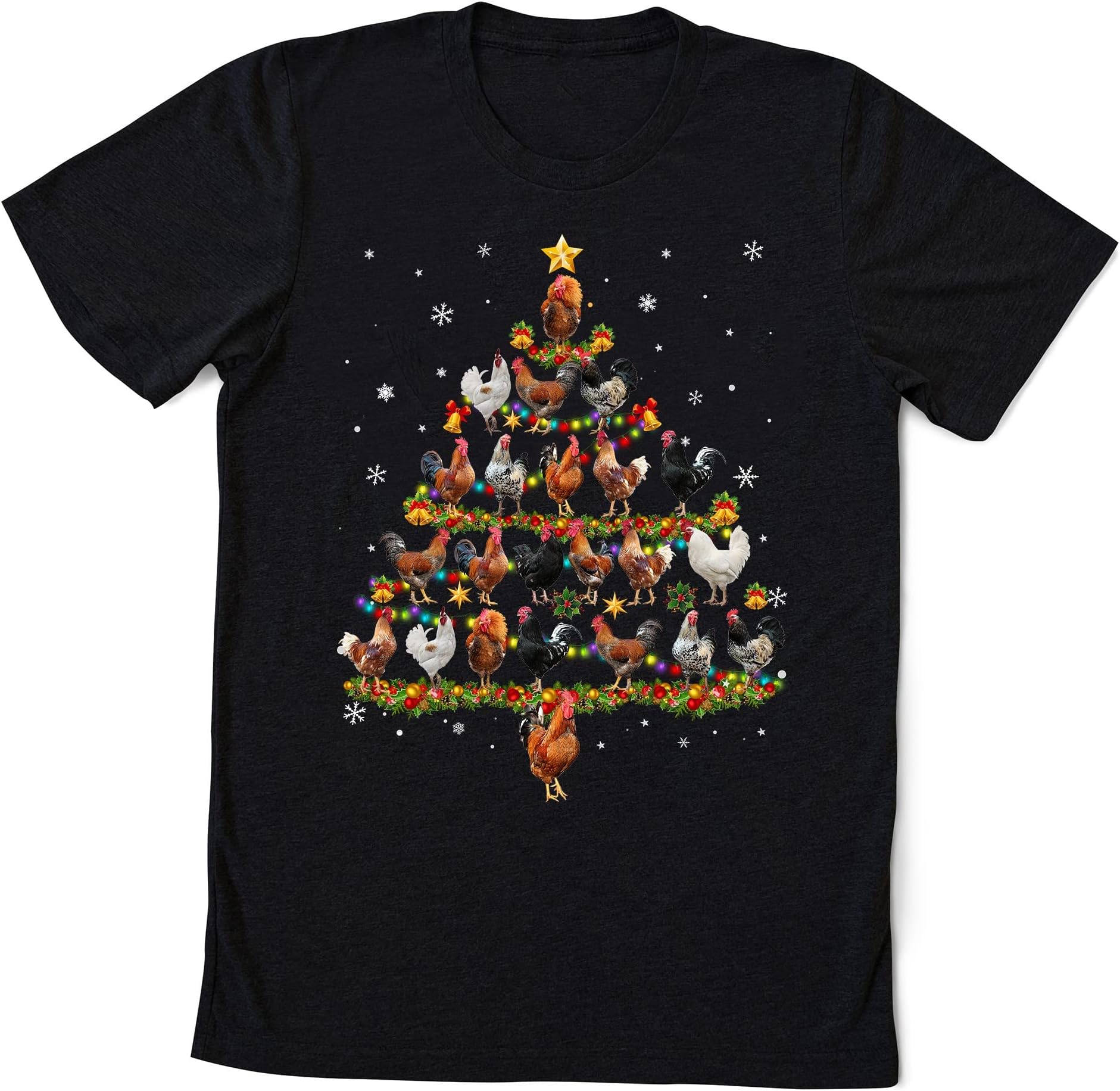 Chicken Christmas Tree Shirt, Farmer Christmas Shirt, Santa Farmer T-Shirt, Christmas Farmer Family Shirt, Chicken Christmas Shirt Multicolored