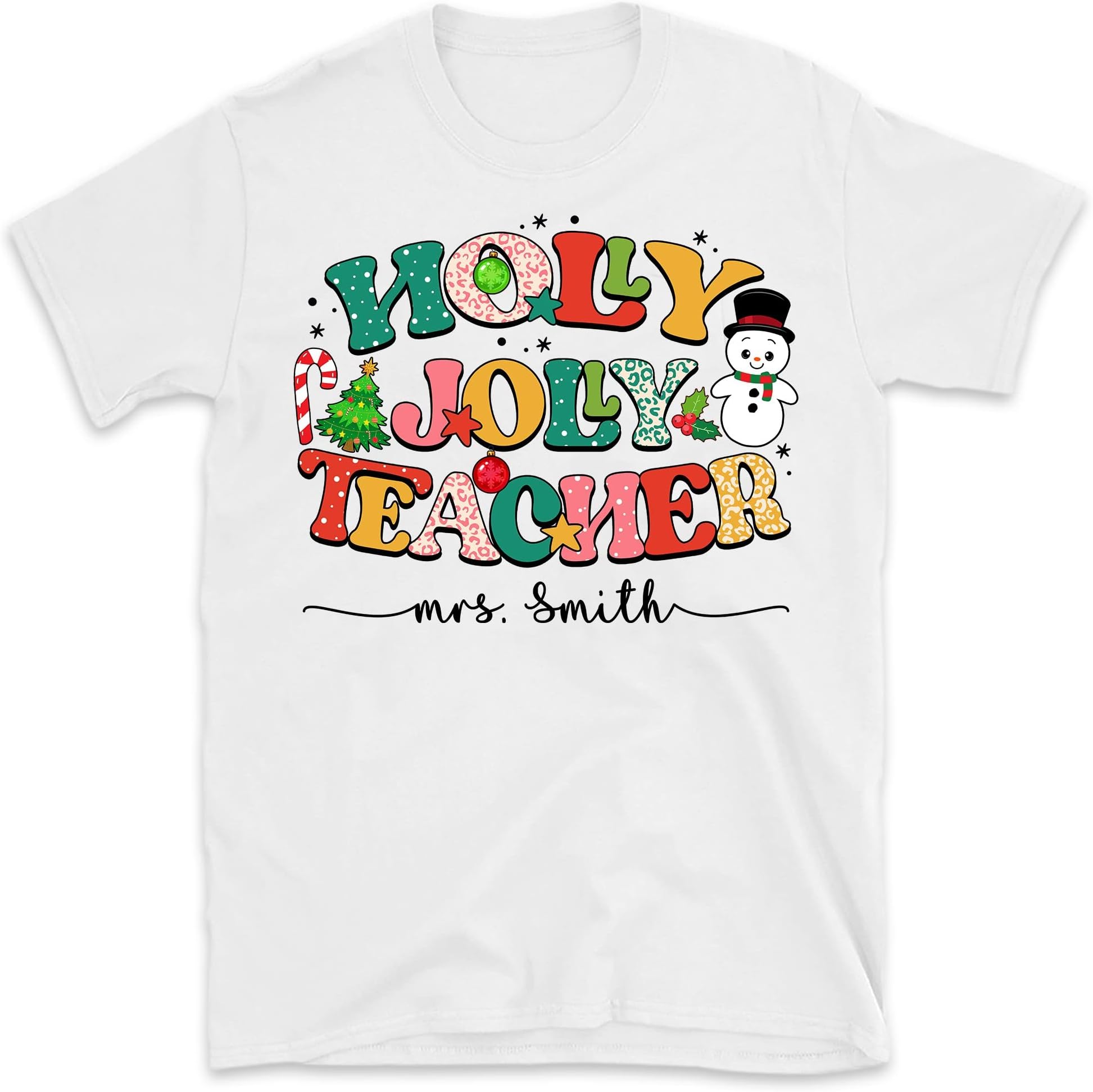 Custom Teacher Shirt, Christmas Teacher Shirt, Holiday Shirts for Teachers, Elementary Teacher Tee, Holly Jolly Teacher Shirt, Teacher Gift Multicolored