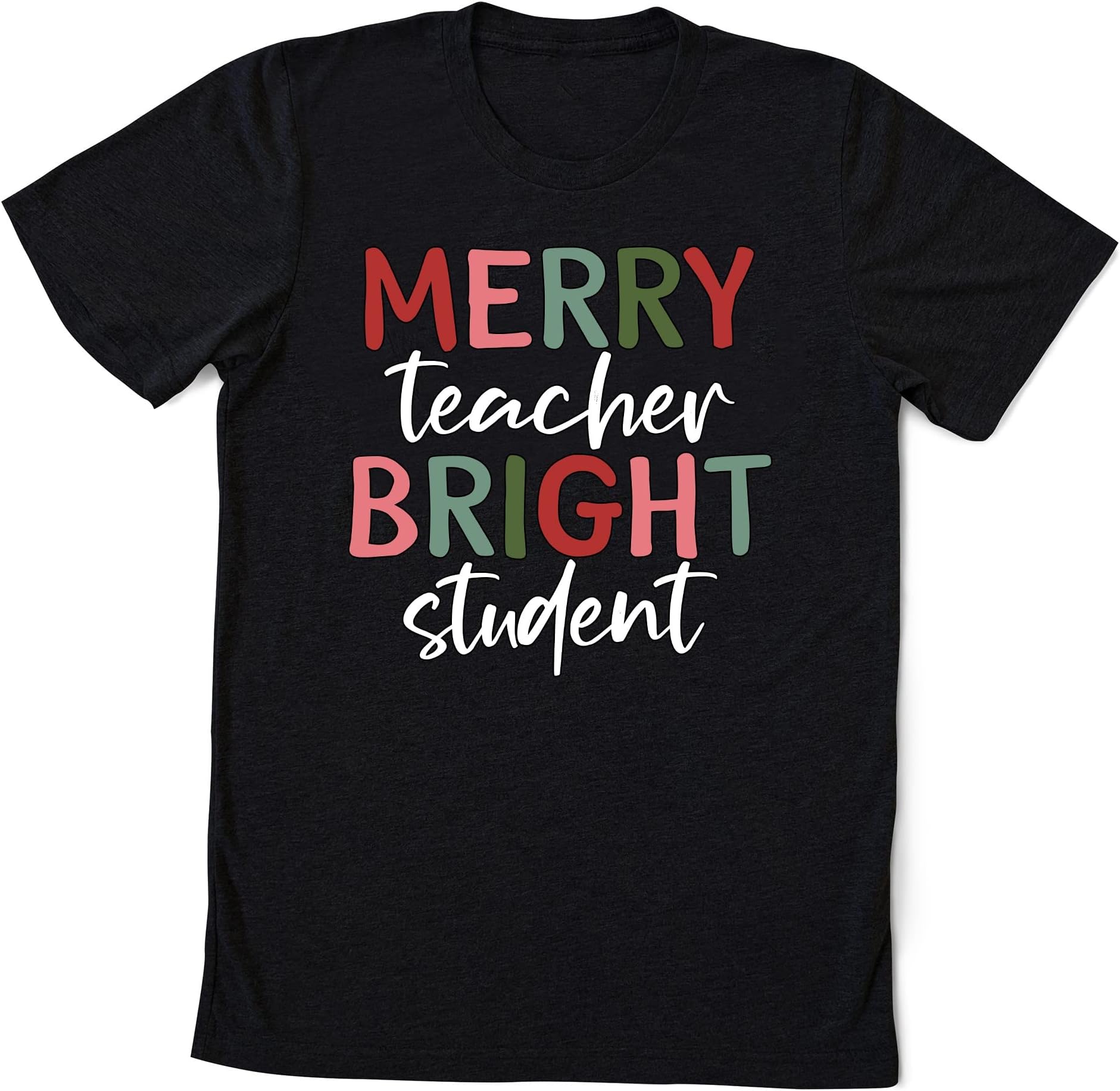 Merry Teacher Bright Student Shirt, Teacher Christmas Sweater, Christmas Vibes Tee for Teacher, Christmas Teacher Shirts, Teacher Sweatshirt Multicolored