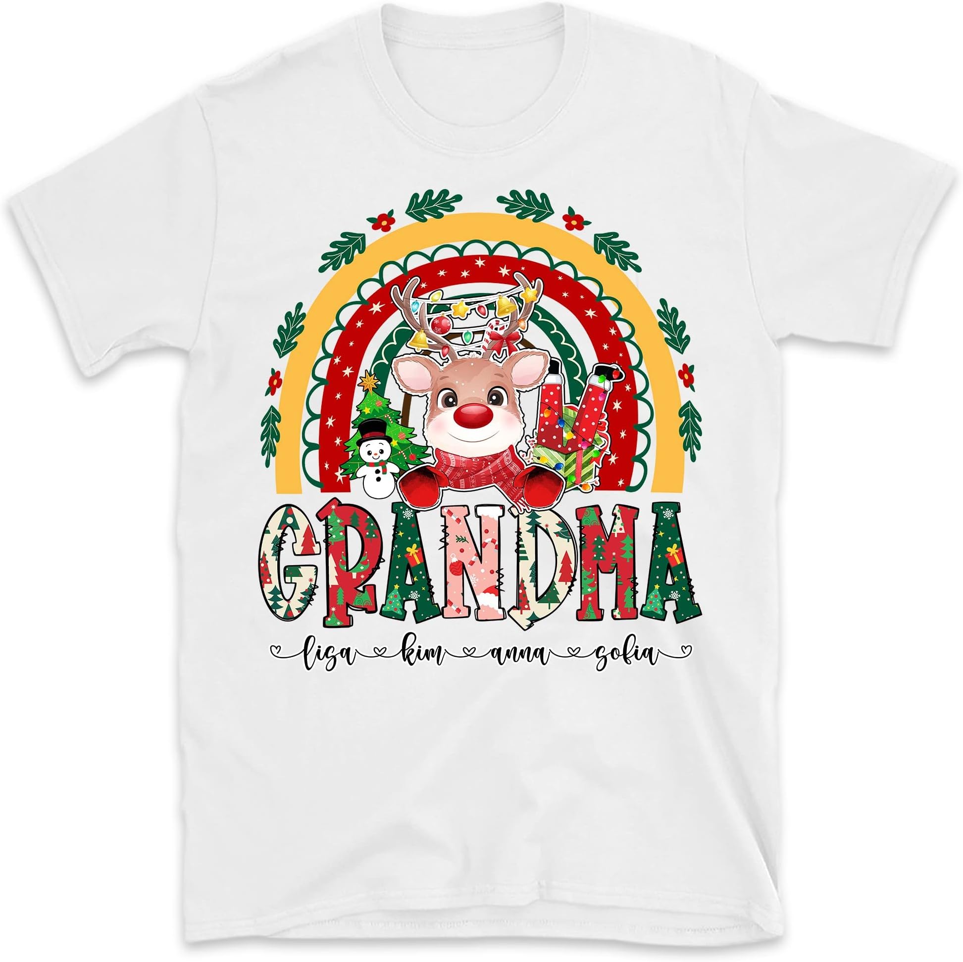 Custom Christmas Grandma Shirt, 2022 Rainbow Grandma Shirt Custom Kidnames, Xmas Grandma, Custom Christmas Nana Mimi Sweatshirt