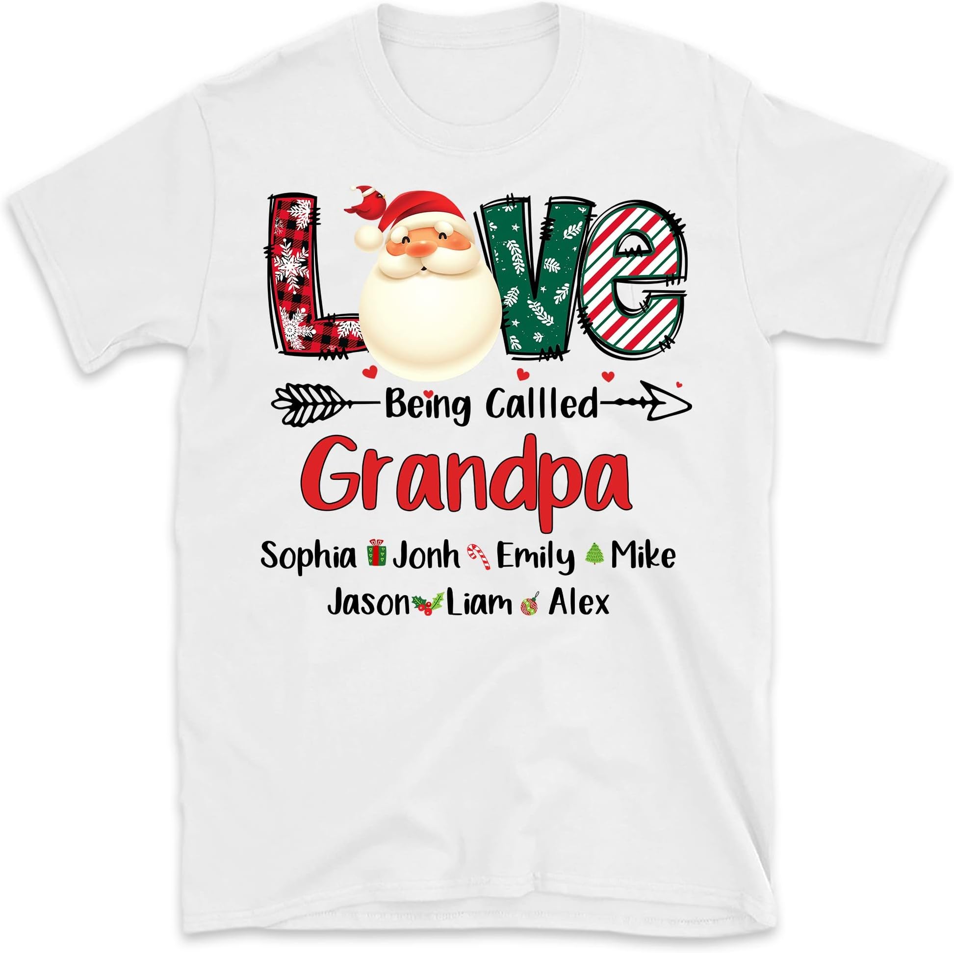 Personalized Love Being Callled Gradpa Shirt, Christmas Papa Shirt Custom Kidname, Xmas Snowman Custom Dad Father Shirt Multicolored