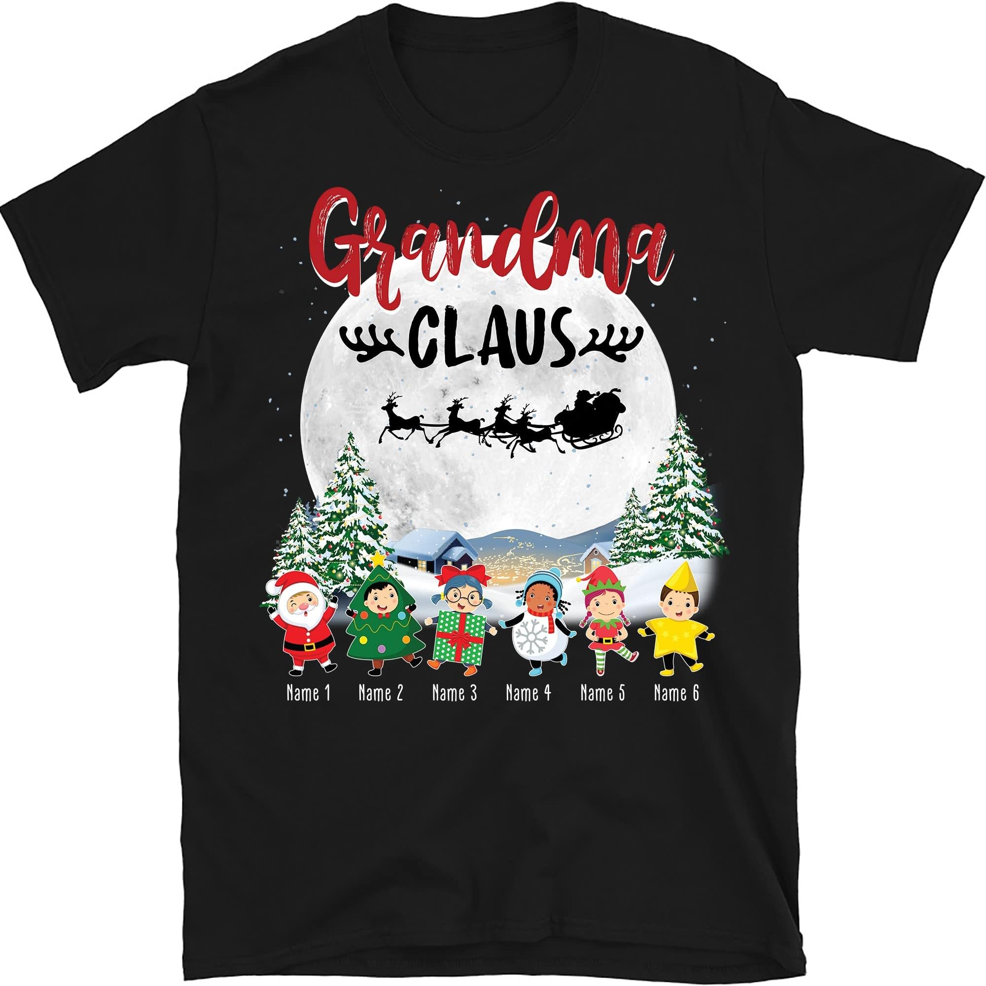 Personalized Grandma Claus Shirt, Grandma Life Shirt, Personalized Grandma Shirt, Gifts for Grandma, Christmas Grandma Shirt Multicolored