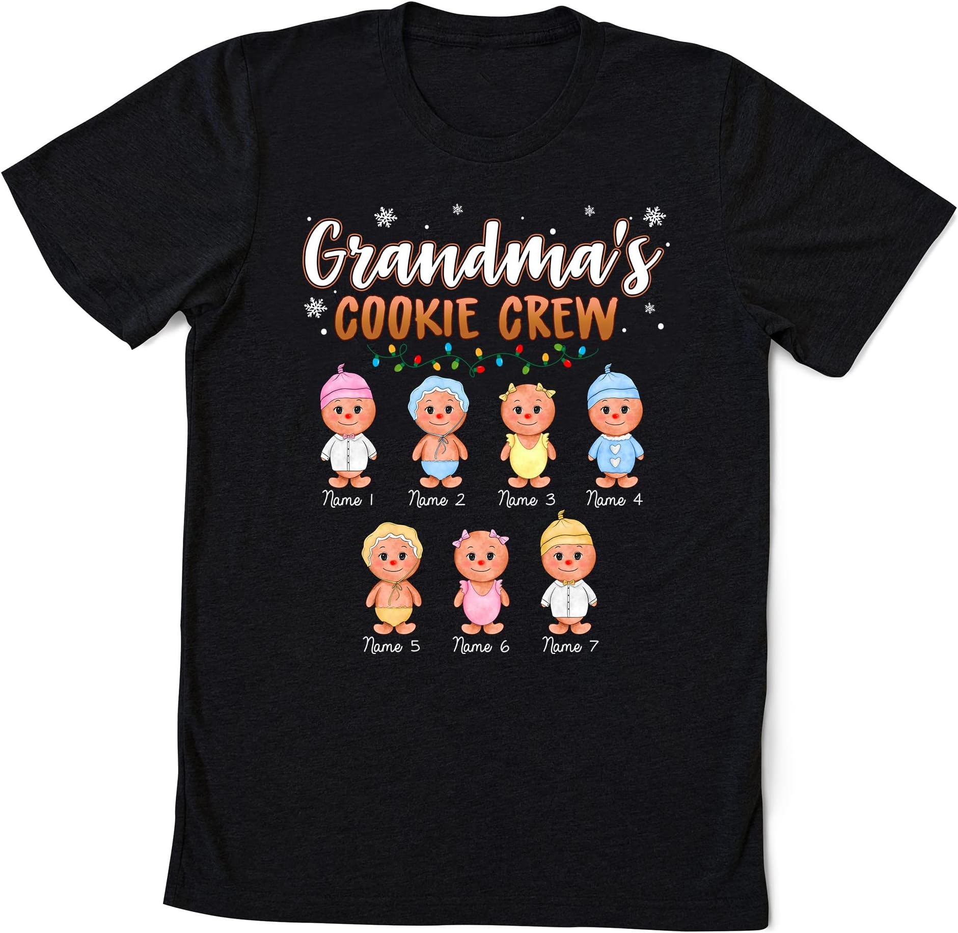 Personalized Grandma's Cookie Crew Christmas Shirt, Custom Christmas Nana Shirt Custom Xmas Claus Grandma Snowman Mom Multicolored