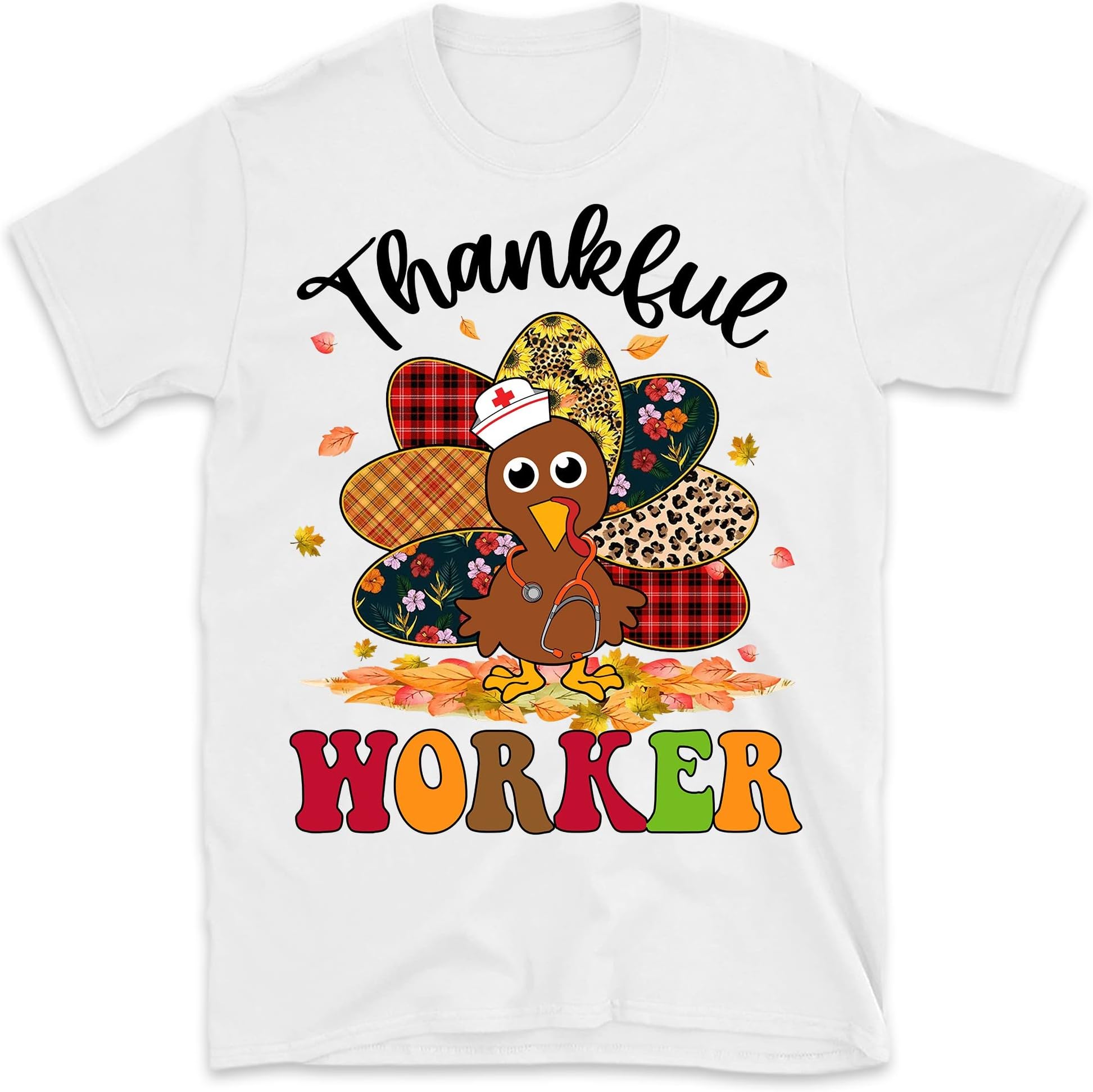 One Thankful Nurse Shirt,Thanksgiving Nurse Shirt,Rainbow Nurse Shirt,Nurse Turkey Shirt,.Shirt for Nurse,Nurse Gift, Cute Thanksgiving Shirt