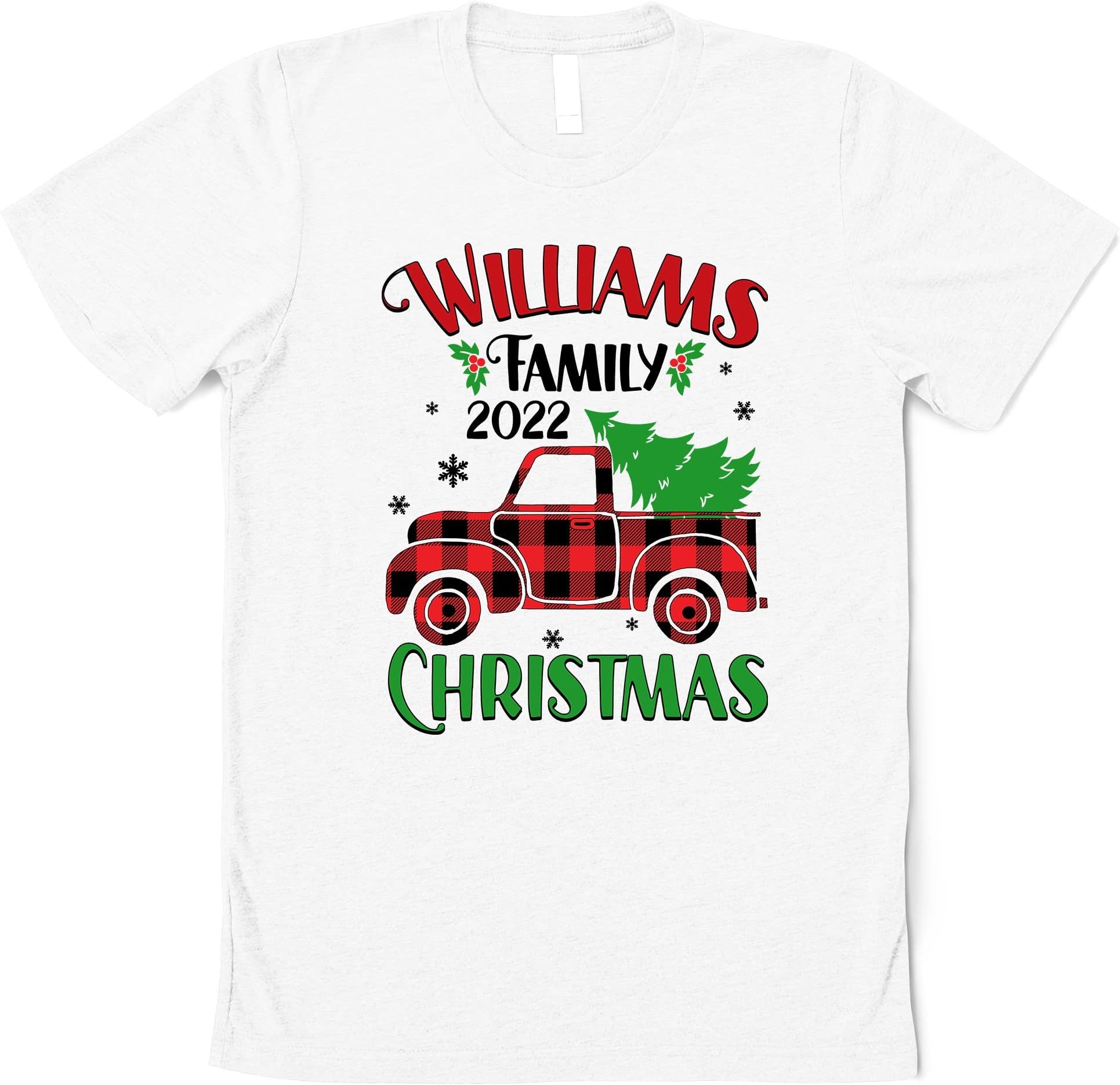 Custom Family Name Christmas Shirts, Matching Family Christmas Shirts, Personalized Family Xmas, Buffalo Plaid Christmas Truck Multicolored