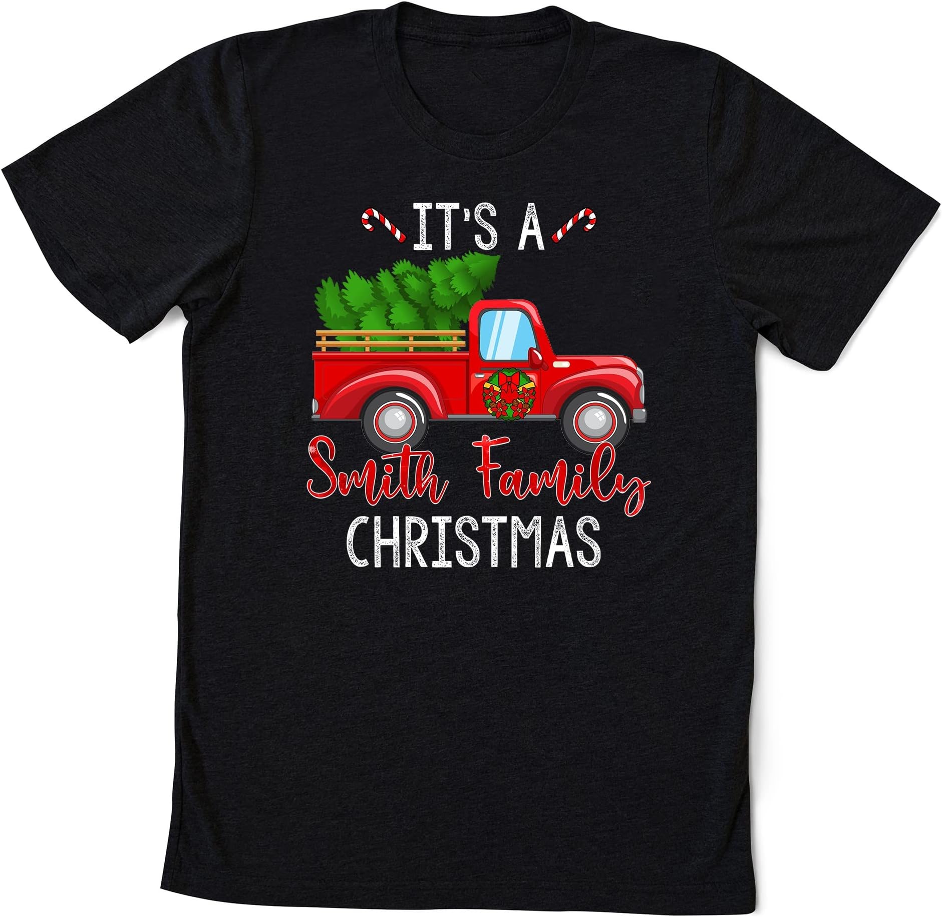 Personalized Matching Family Christmas T Shirt, Vintage Truck Holiday T Shirt, Christmas 2022 Shirt Crewneck T-Shirt Multicolored