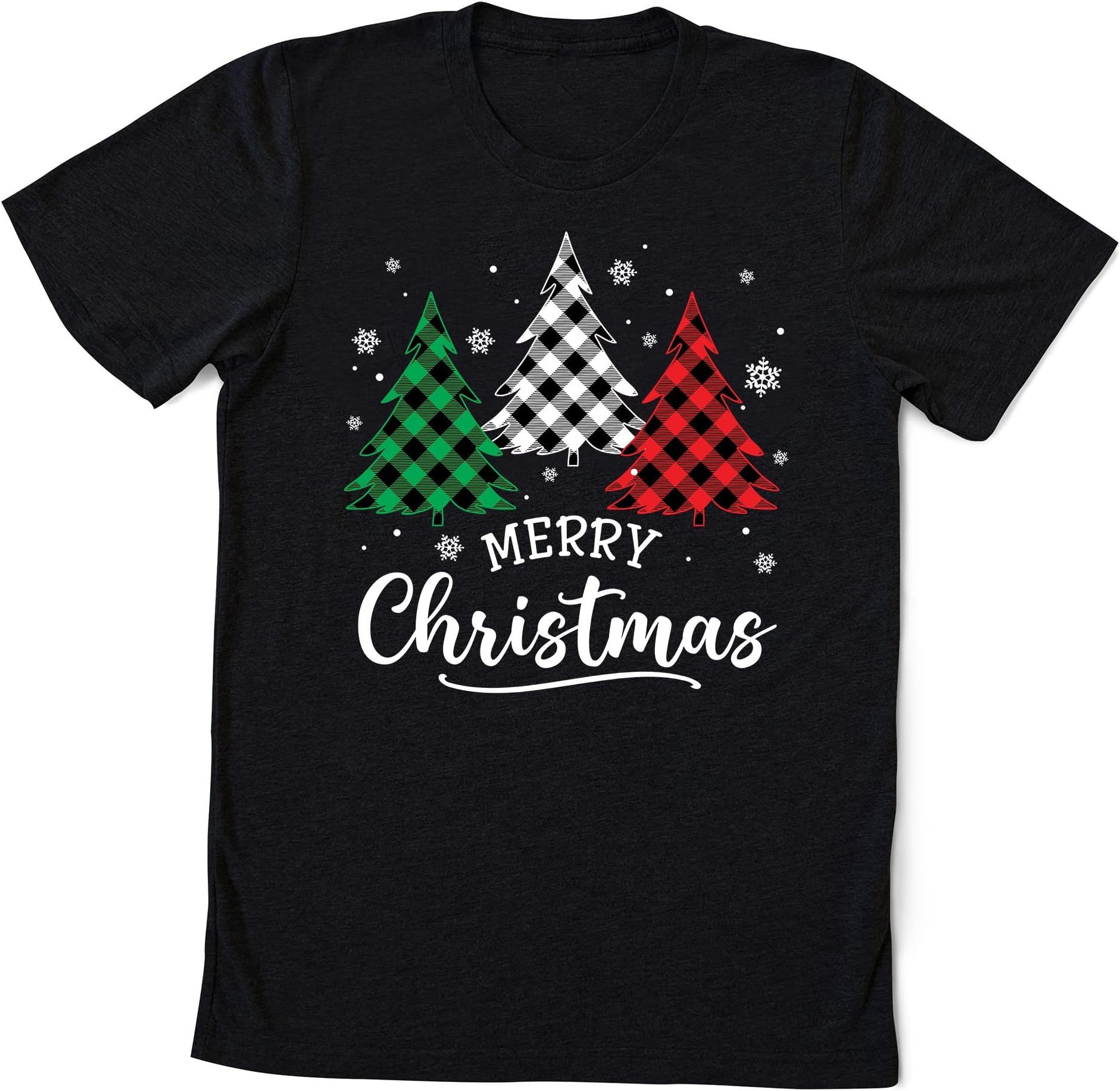 Merry Christmas Shirt, Women Christmas Shirt, Cute Christmas Shirt, Women Holiday Shirt, Plaid Print Christmas Tree Shirt Multicolored