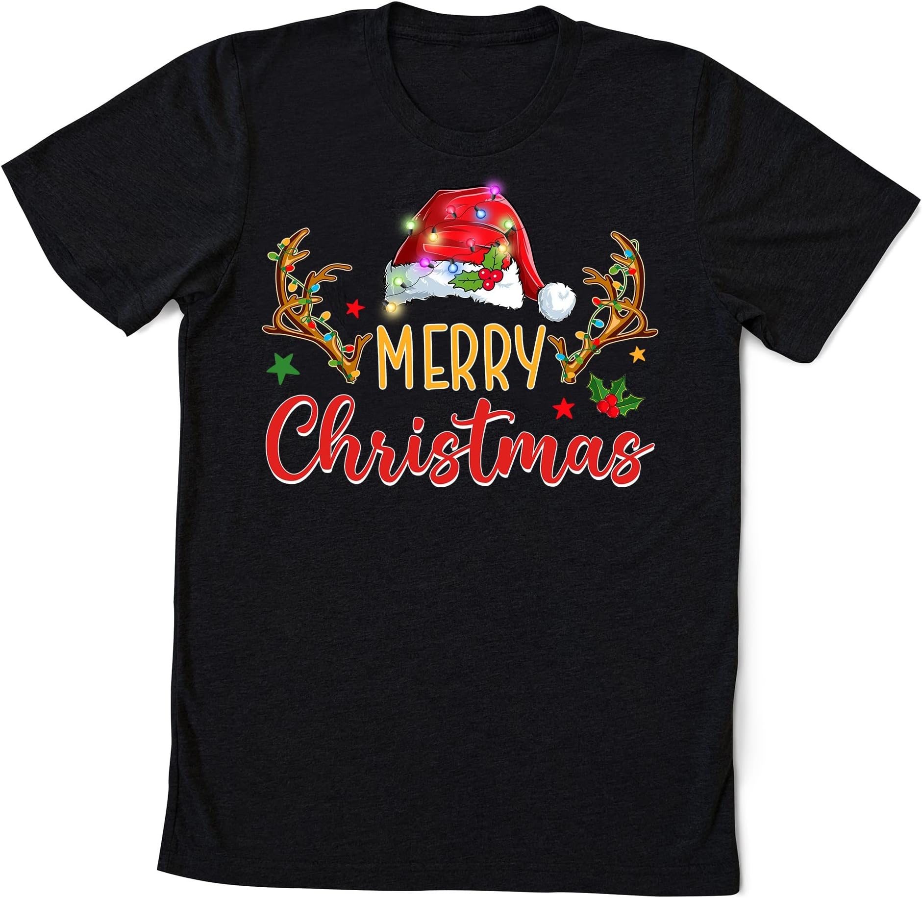 Merry Christmas Shirt, Cute Christmas Family Shirt, Women's Christmas Tree Holiday Shirt, Santa Hat Christmas Shirt, Santa Deer Shirt Multicolored