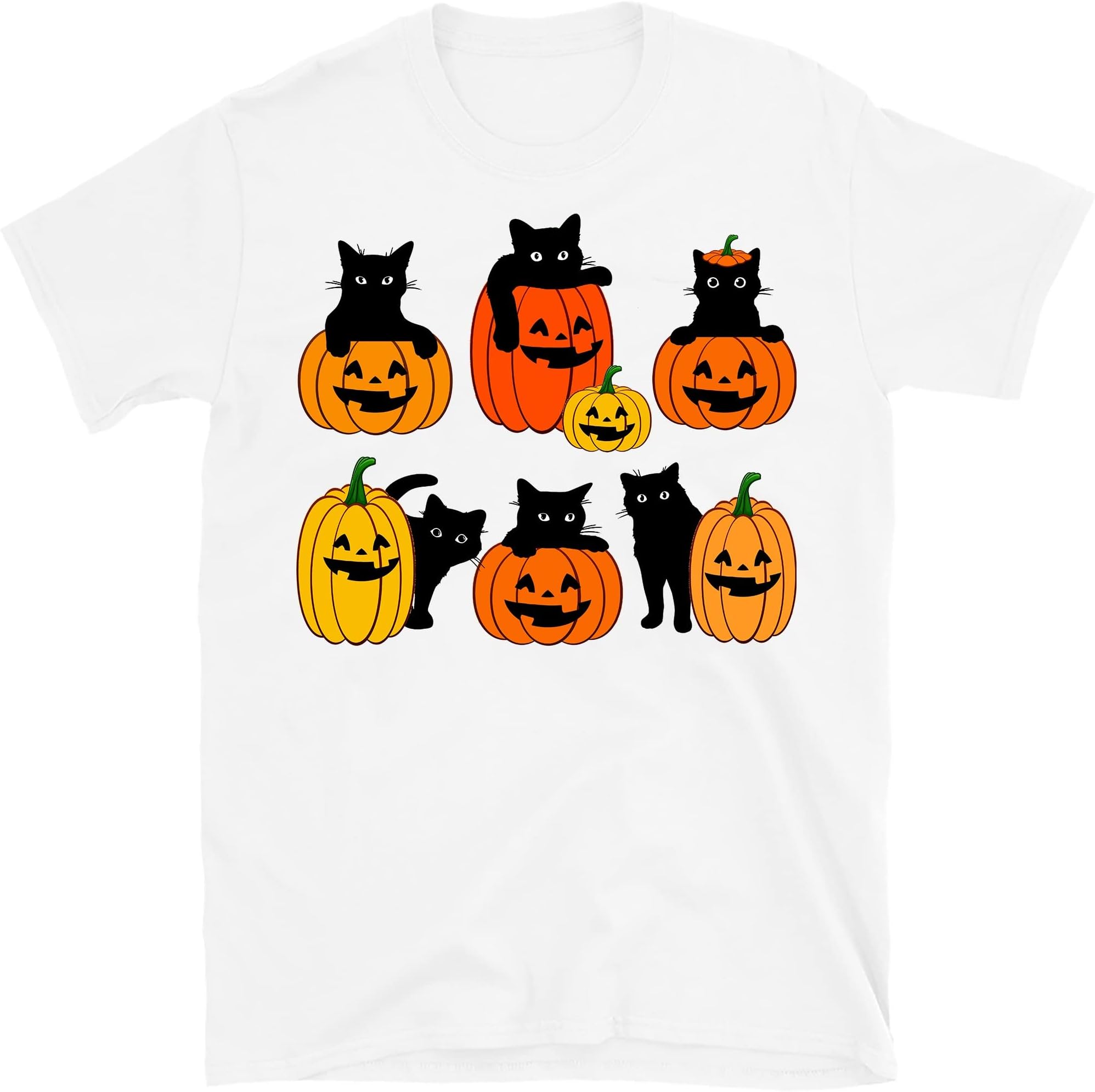 Pumpkin Cat Shirt, Halloween Shirt, Black Cat Shirt, Shirt, Funny Halloween Shirt, Cat Lover Shirt – White/XX-Large