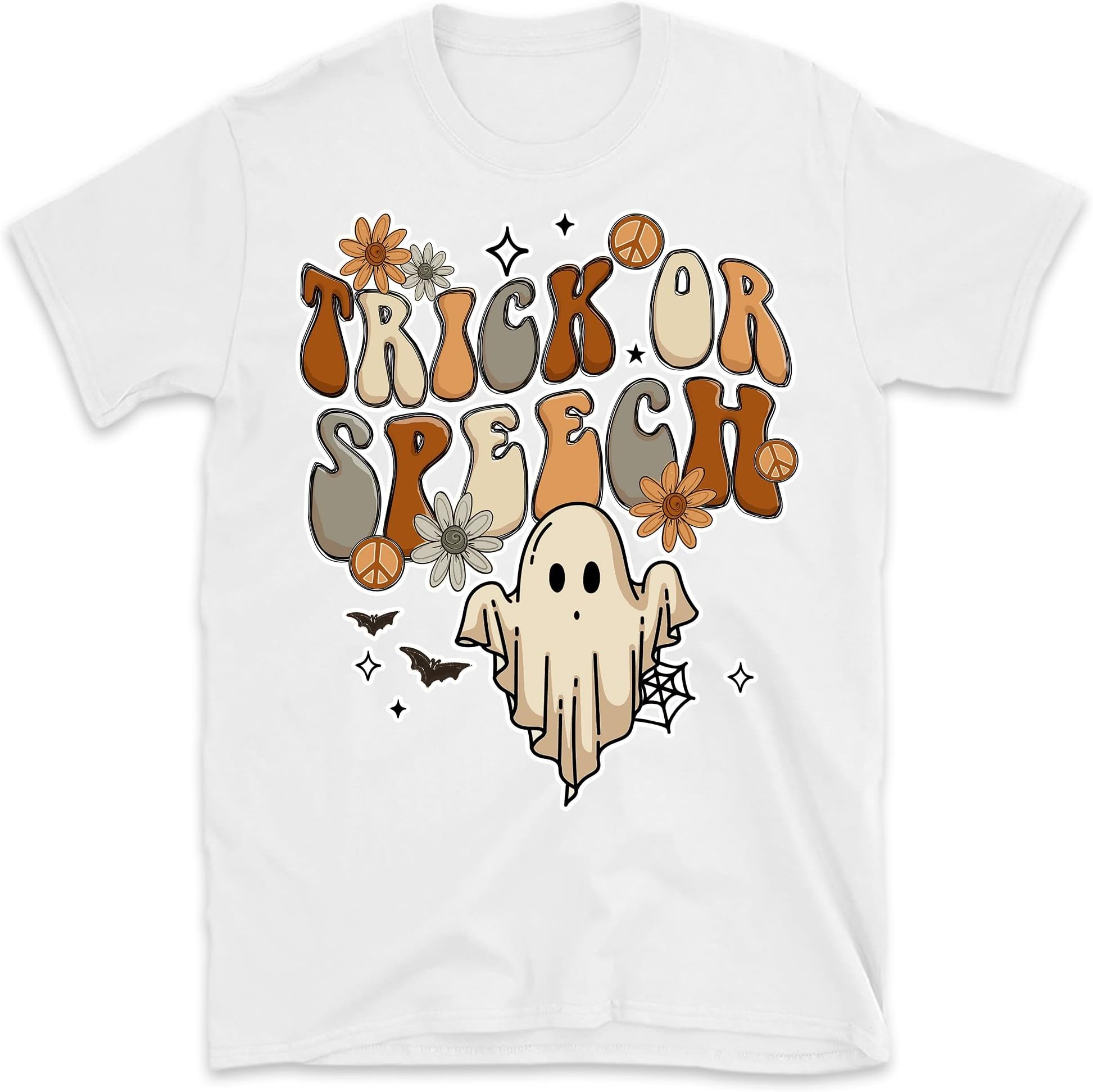 Trick or Speech Halloween T Shirt, SLP Halloween Shirt, Halloween Shirt, Gift for SLP, SLP Tee, Speech Language Pathologist Halloween Shirt Multicolored