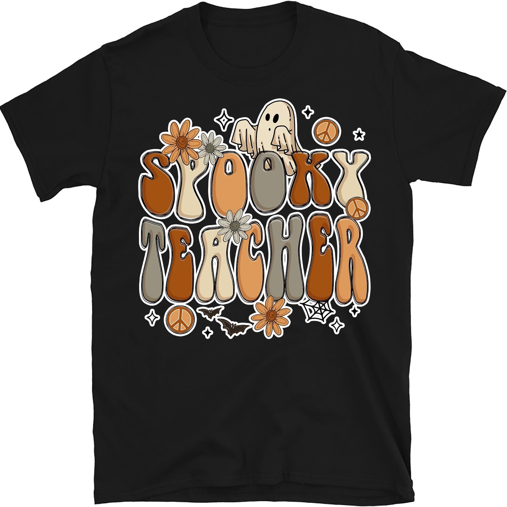 Personalized Halloween Teacher Custom Title Shirt, Teacher Life Shirt, Teacher Life Shirt, Teacher Spooky for Teachers Multicolored