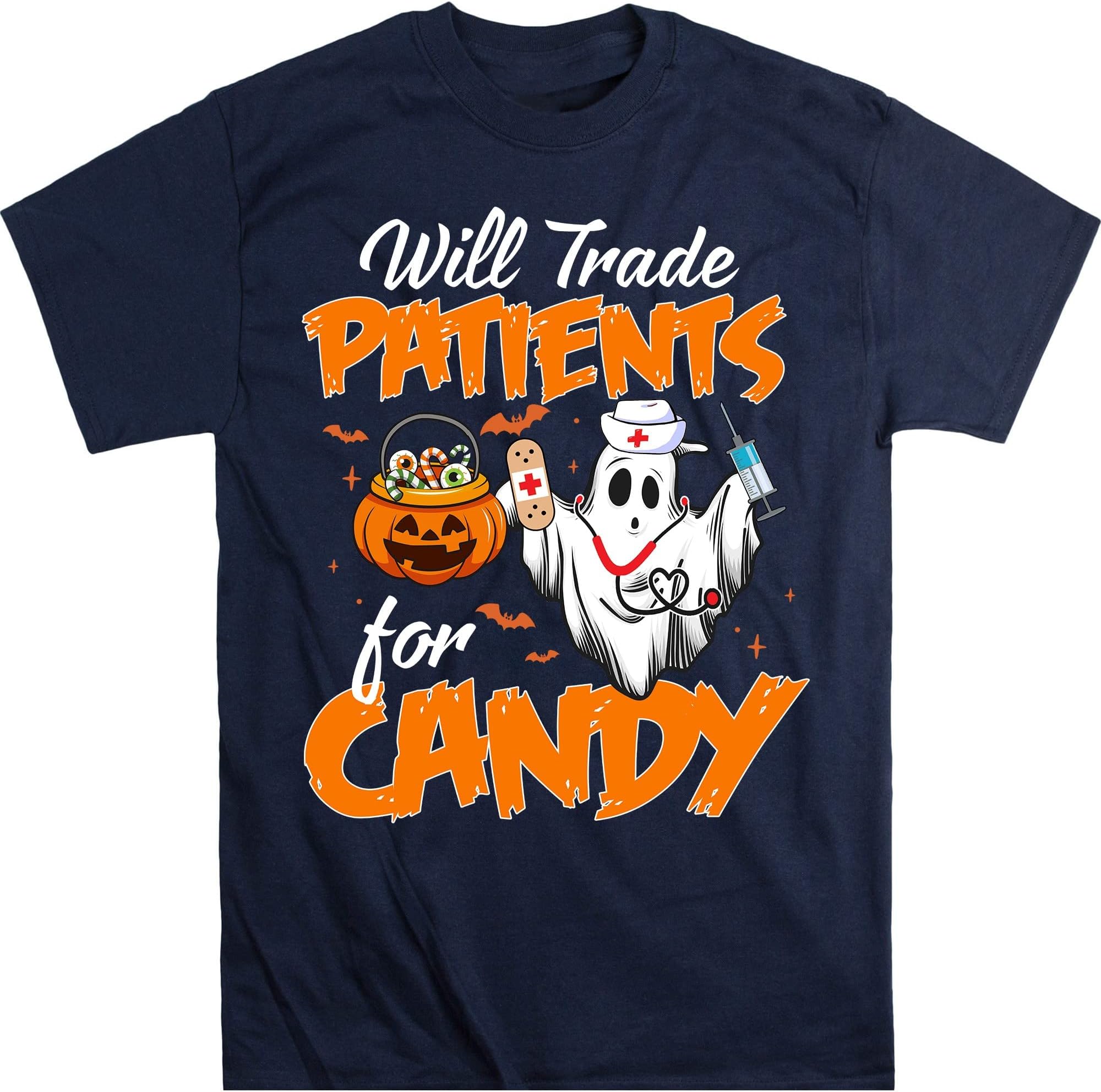 Halloween Nurse Shirt, Halloween CNA Patients for Candy Shirt, CNA Life Shirt, Cute Nurse Shirt, Nurse Life, Nurse Boo Boo – Navy/Medium