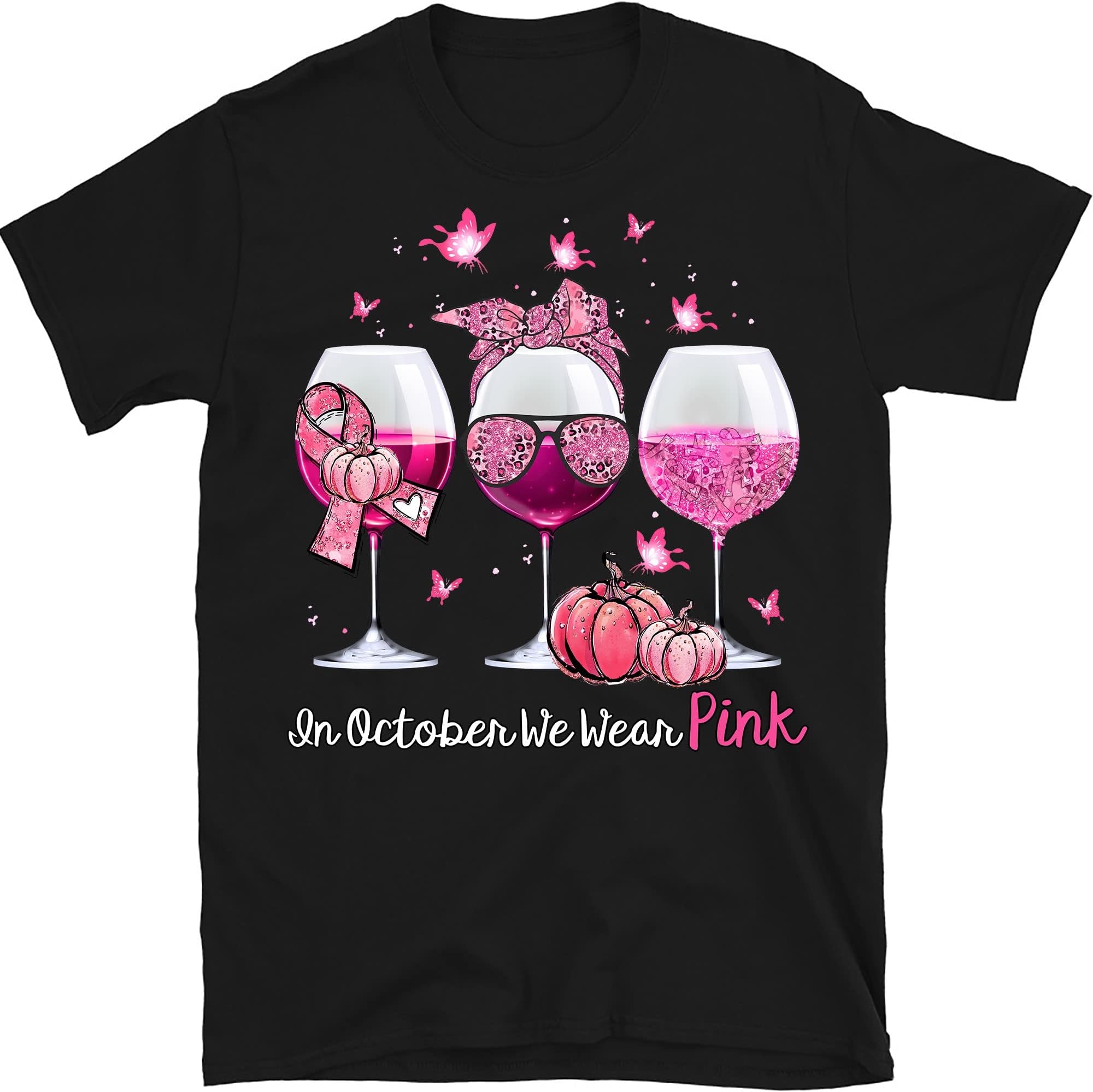 Breast Cancer Awareness Wine Shirt Pink Ribbon, Dringking Breast Cancer Tee, in October We Wear Pink Shirt, Warior Gift, Cancer Gift