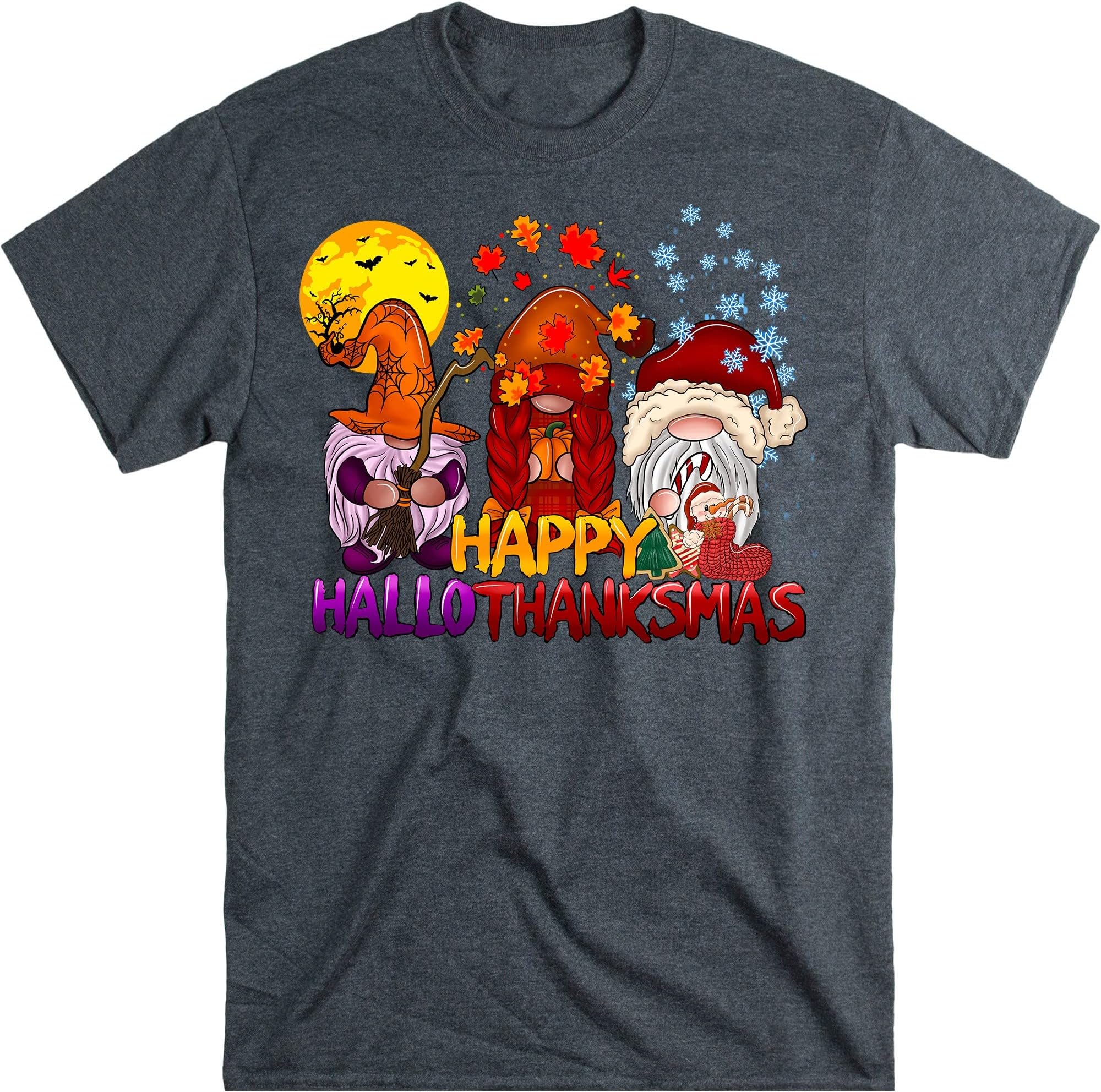 Happy Hallothanksmas Gnomes Halloween & Merry Christmas Shirt, Happy Thanksgiving Shirt, Halloween Gnomes Shirt, Funny
