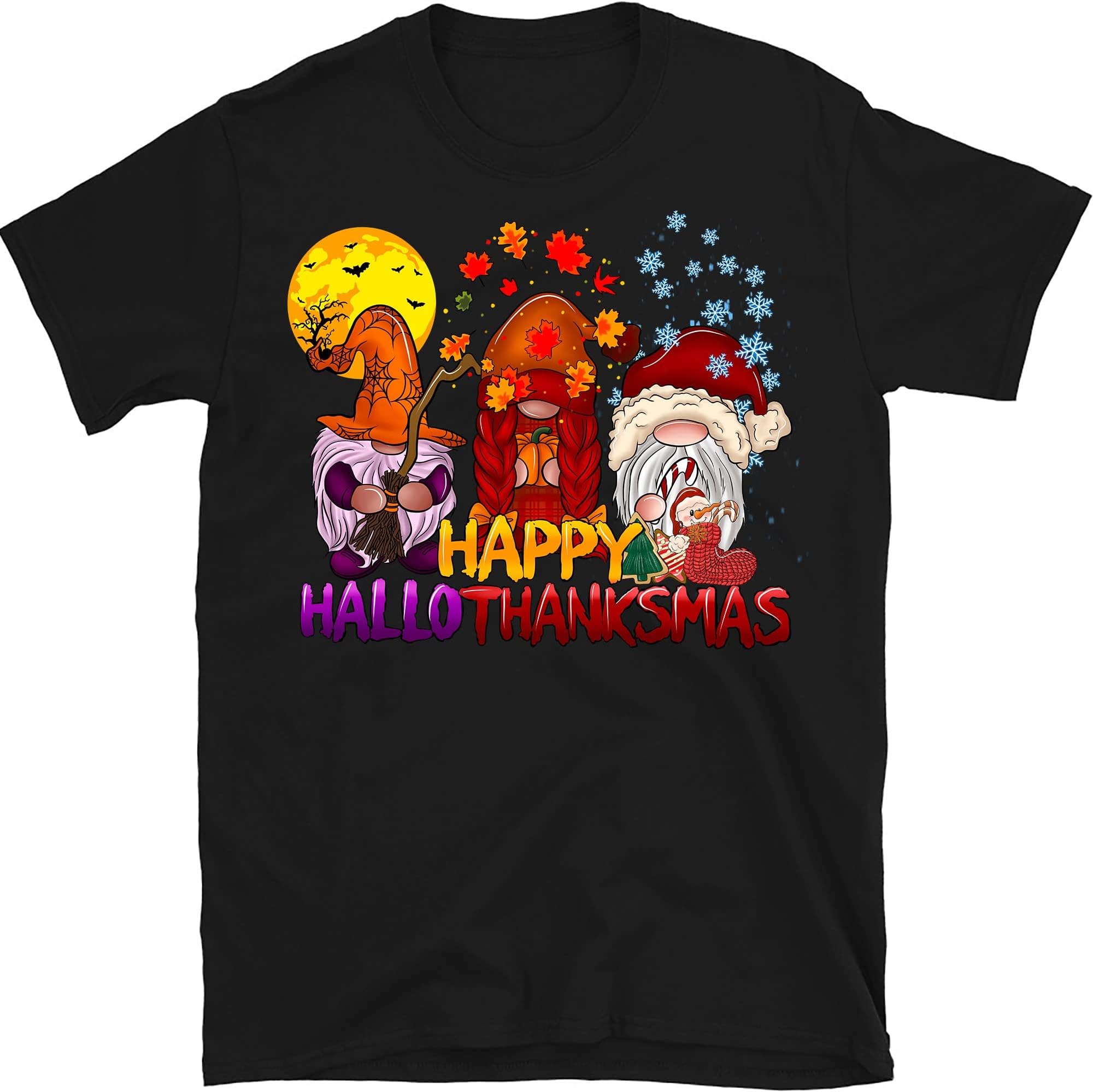Happy Hallothanksmas Gnomes Halloween & Merry Christmas Shirt, Happy Thanksgiving Shirt, Halloween Gnomes Shirt, Funny