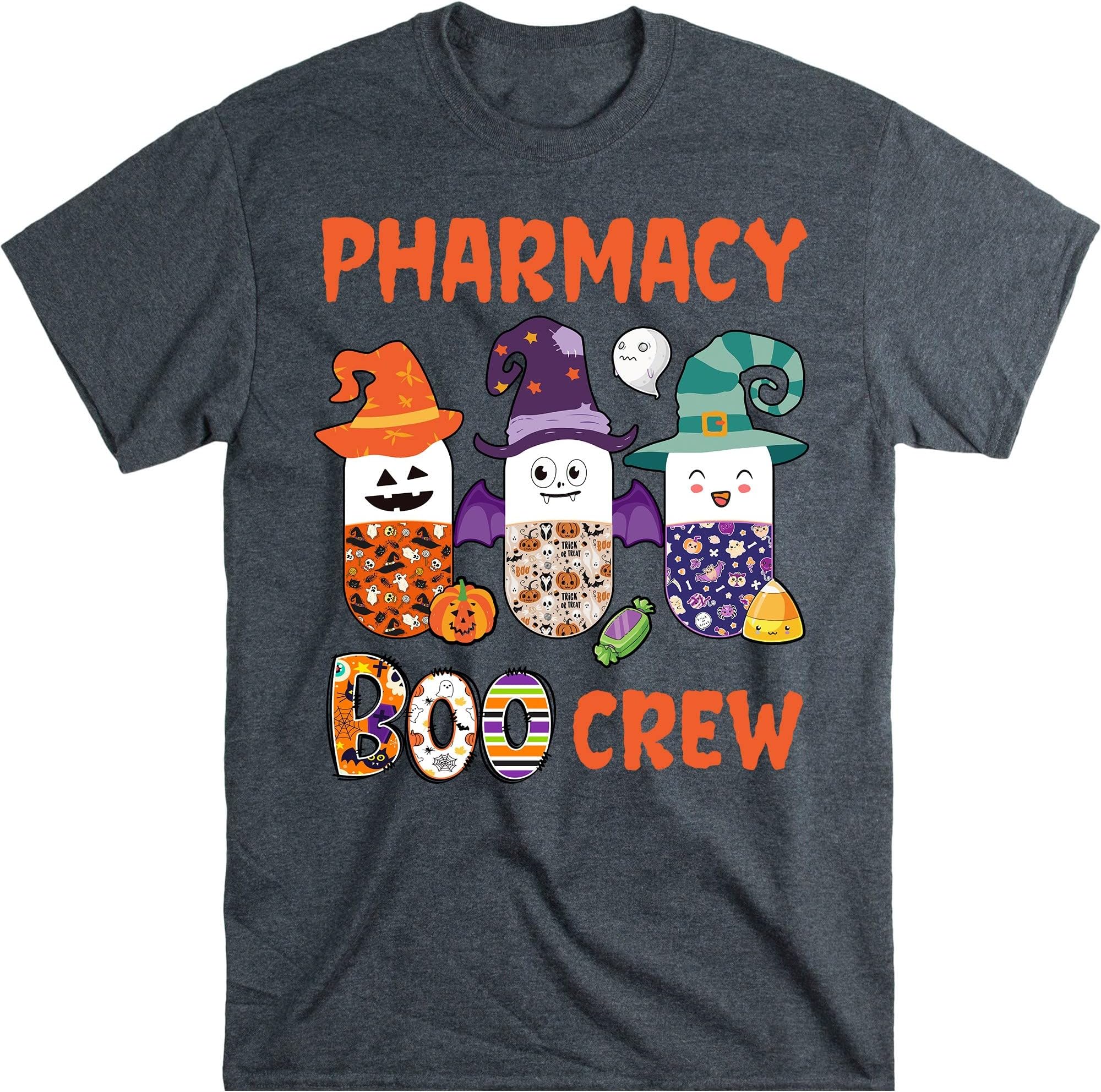 Funny Halloween Pharmacy Tech Shirt, Pharmacy Boo Crew Shirt, Pharmacy Squad Shirt, Pharmacist Life Shirt, Pharmacy – Dark Heather/Small