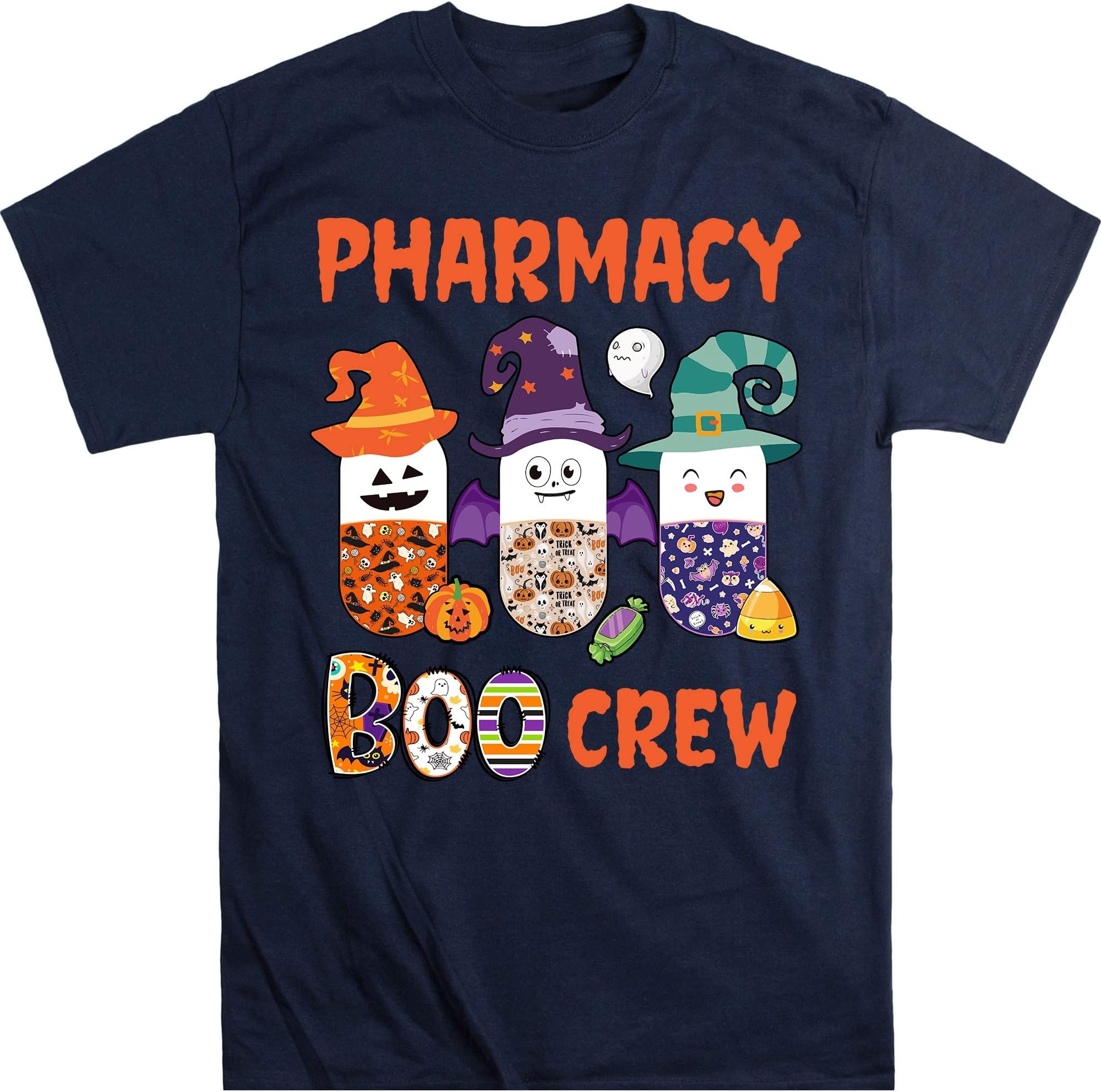 Funny Halloween Pharmacy Tech Shirt, Pharmacy Boo Crew Shirt, Pharmacy Squad Shirt, Pharmacist Life Shirt, Pharmacy – Navy/Large