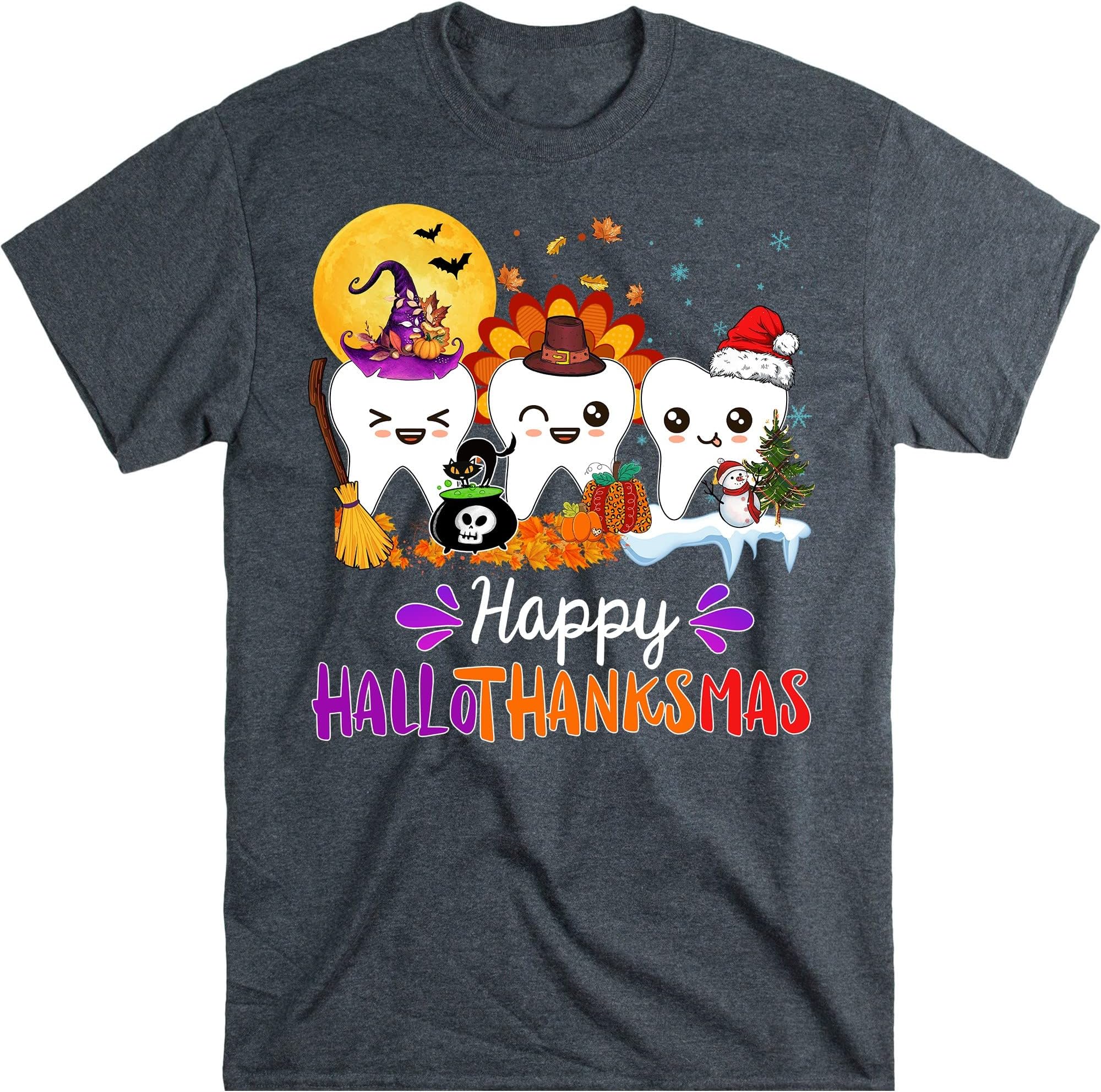 Happy Hallothanksmas Dental Boo Crew Dentist Assistant Shirt, Tooth Halloween Thanksgiving Christmas Hallothanksmas