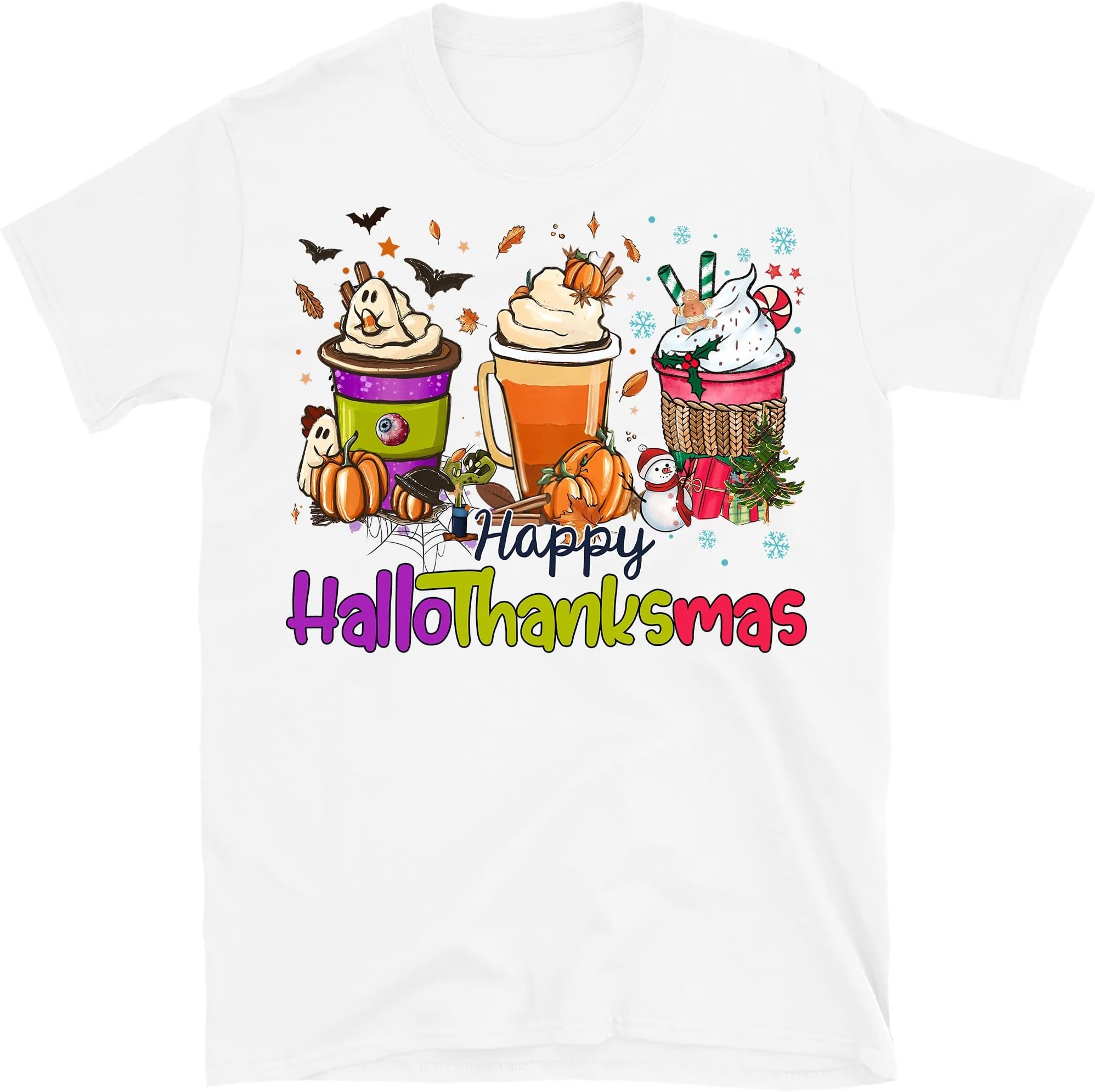 Coffee Happy Hallothanksmas Tshirt, Happy Halloween Shirt, Happy Fall Tee Shirt, Funny Halloween Shirt, Coffee Love Gift