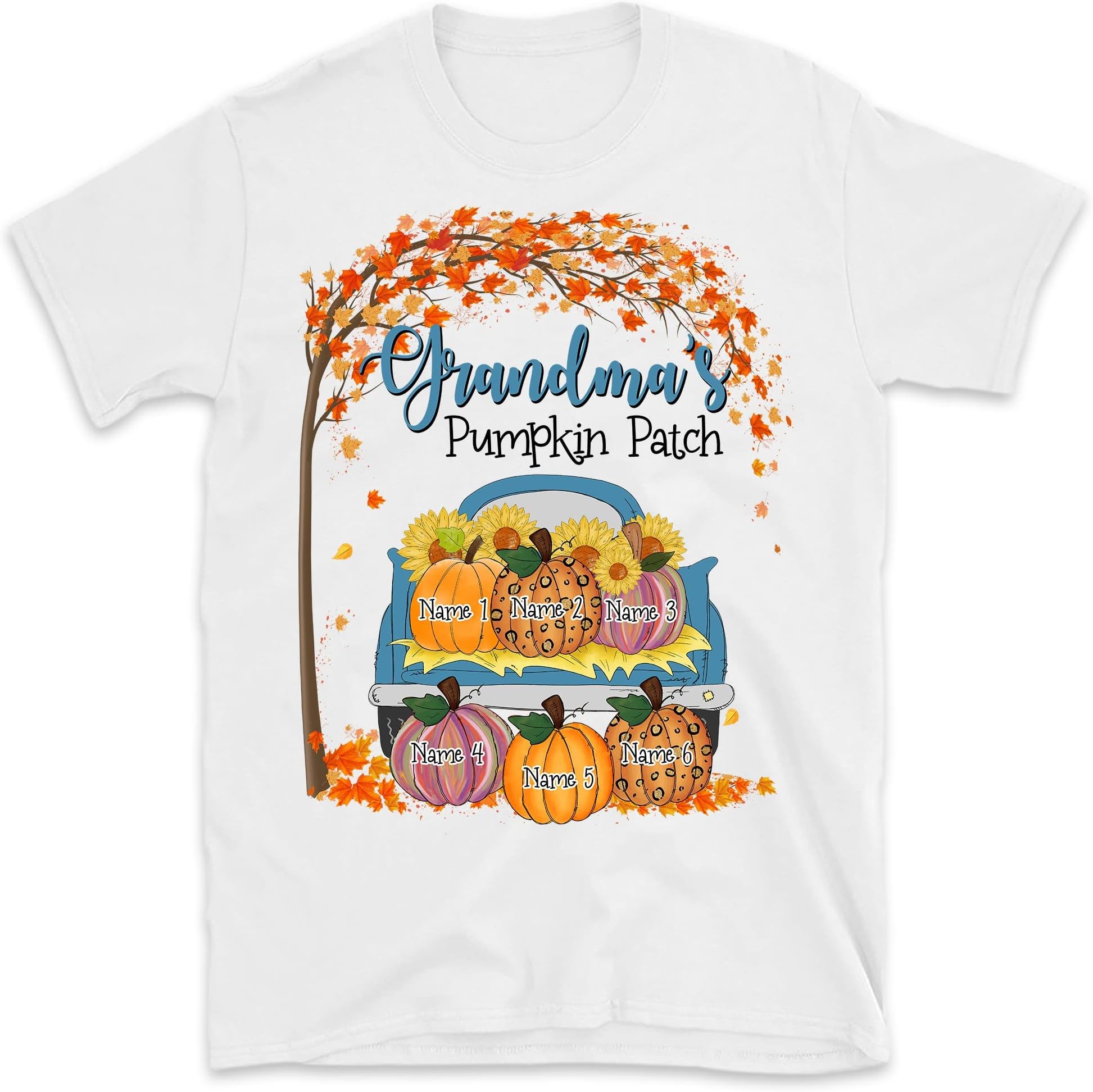 Custom Grandma's Pumpkin Patch Shirt, Nana Thanksgiving Shirt, Fall Truck Pumpkin Shirt, Gigi Fall Tshirt, Grandma's Little Pumpkins Shirt