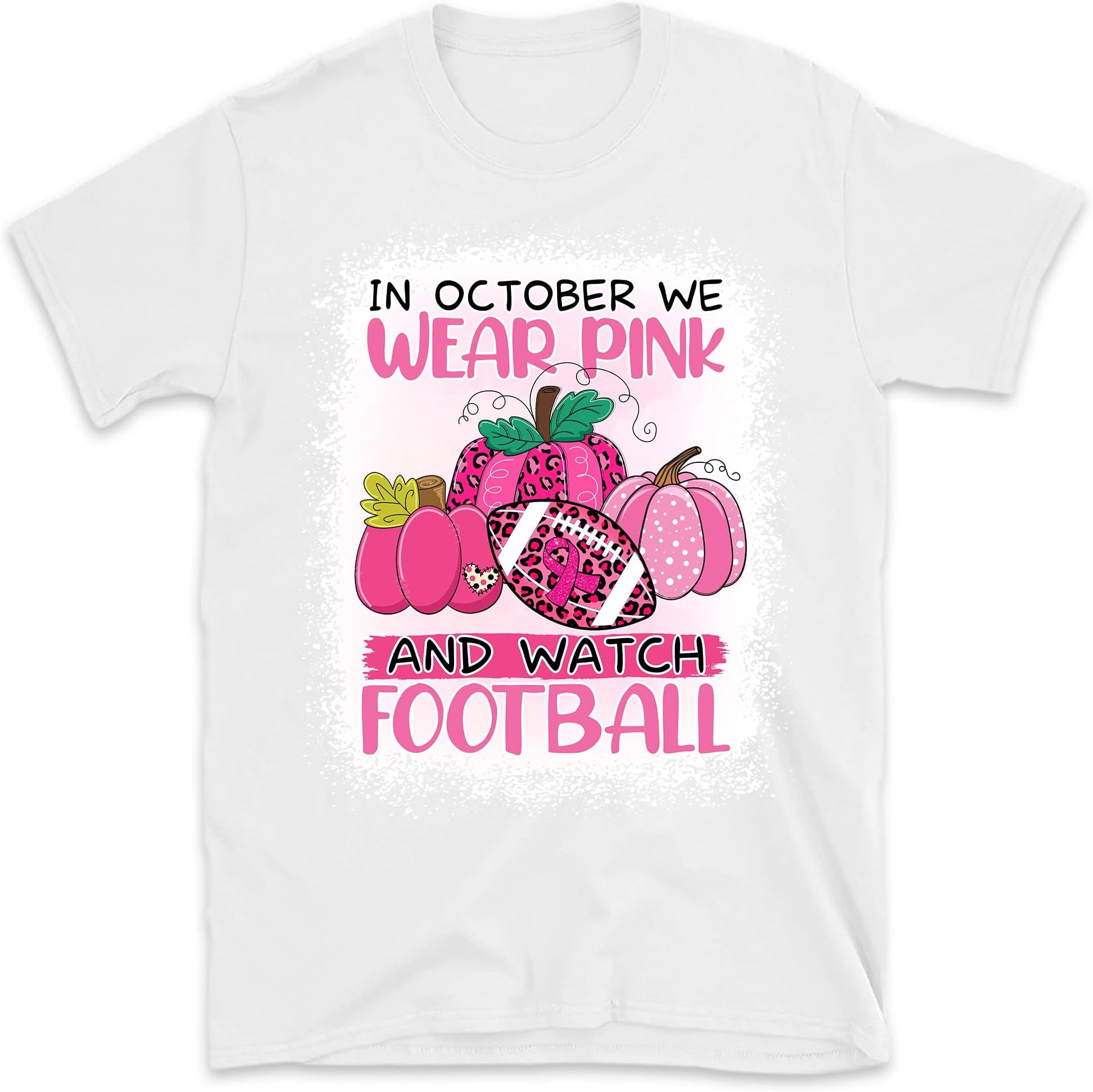 Breast Cancer Shirt, Breast Cancer Football Shirt, Halloween Pumpkin Shirt, in October We Wear Pink and Watch Football, Pumpkin Tee E3