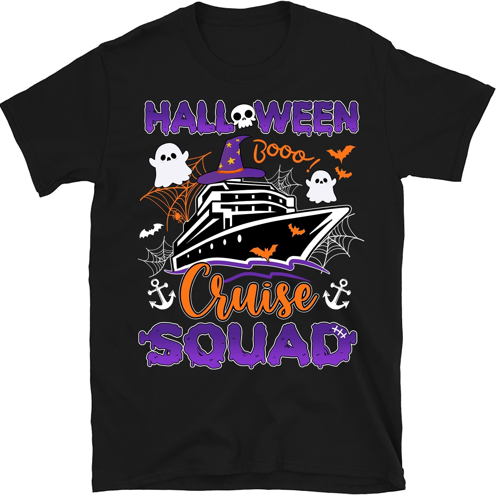 Halloween Cruise Squad Cruising Crew Spooky Season T-Shirt, Halloween Cruise Trip Tee, Halloween Cruise Matching Shirt – Black/Medium