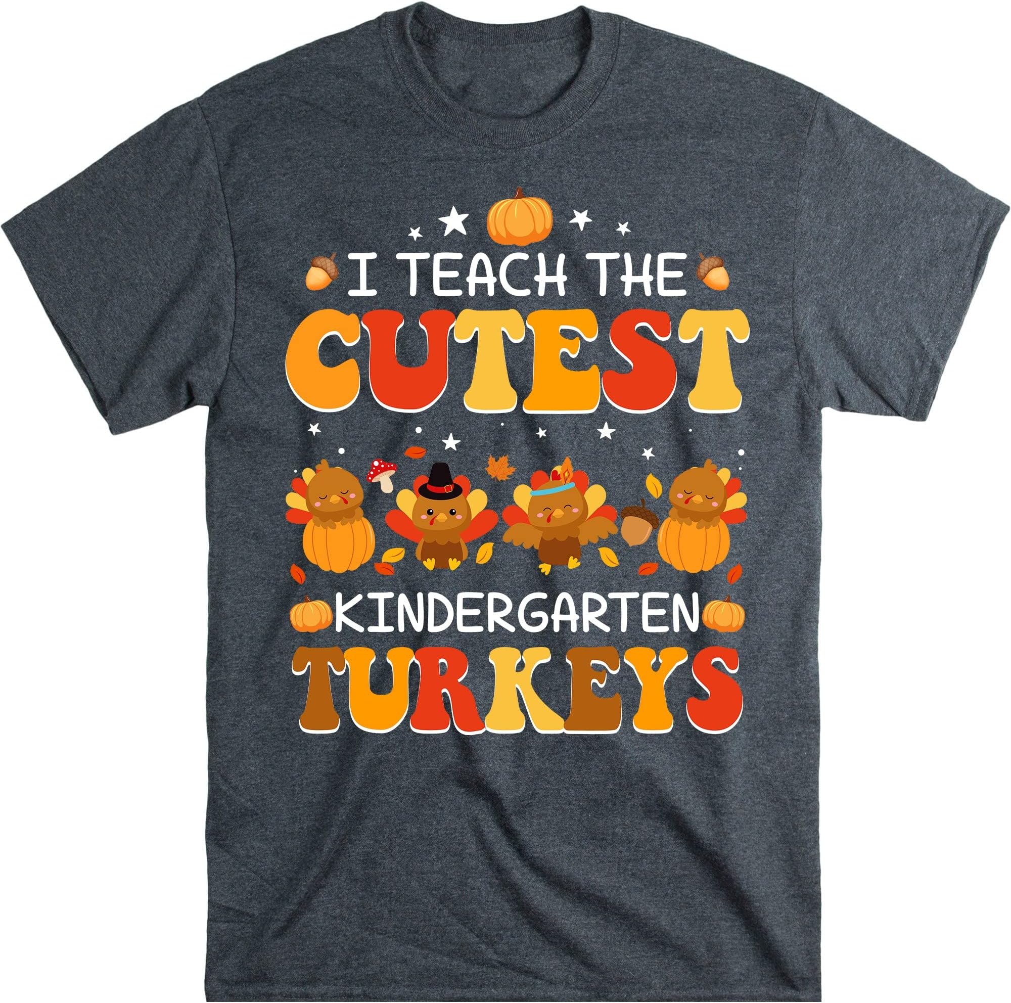 Halloween Fall Teacher Shirt, I Teach The Cutest Kindergarten Pumpkins, Pumpkin Teacher Shirt, Kindergarten Teacher Shirt – Dark Heather/X-Large