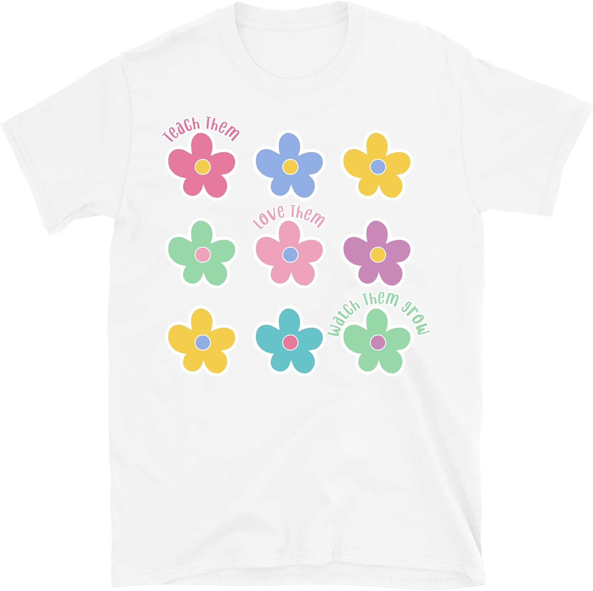 Retro Hippie Daisy Teacher Shirt, Groovy Teacher Shirt, Teach Them Love Them Watch Them Grow, Teacher 70s Aesthetic Shirt