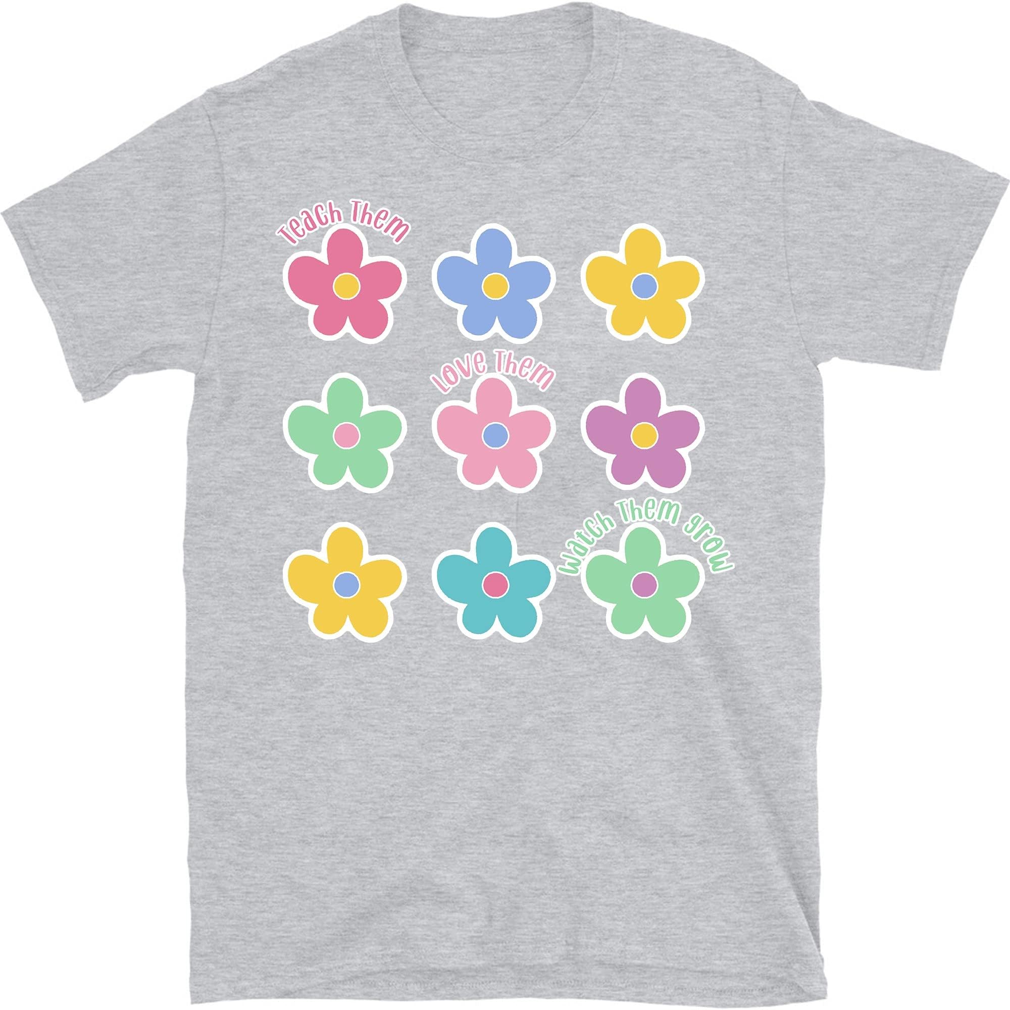 Retro Hippie Daisy Teacher Shirt, Groovy Teacher Shirt, Teach Them Love Them Watch Them Grow, Teacher 70s Aesthetic Shirt