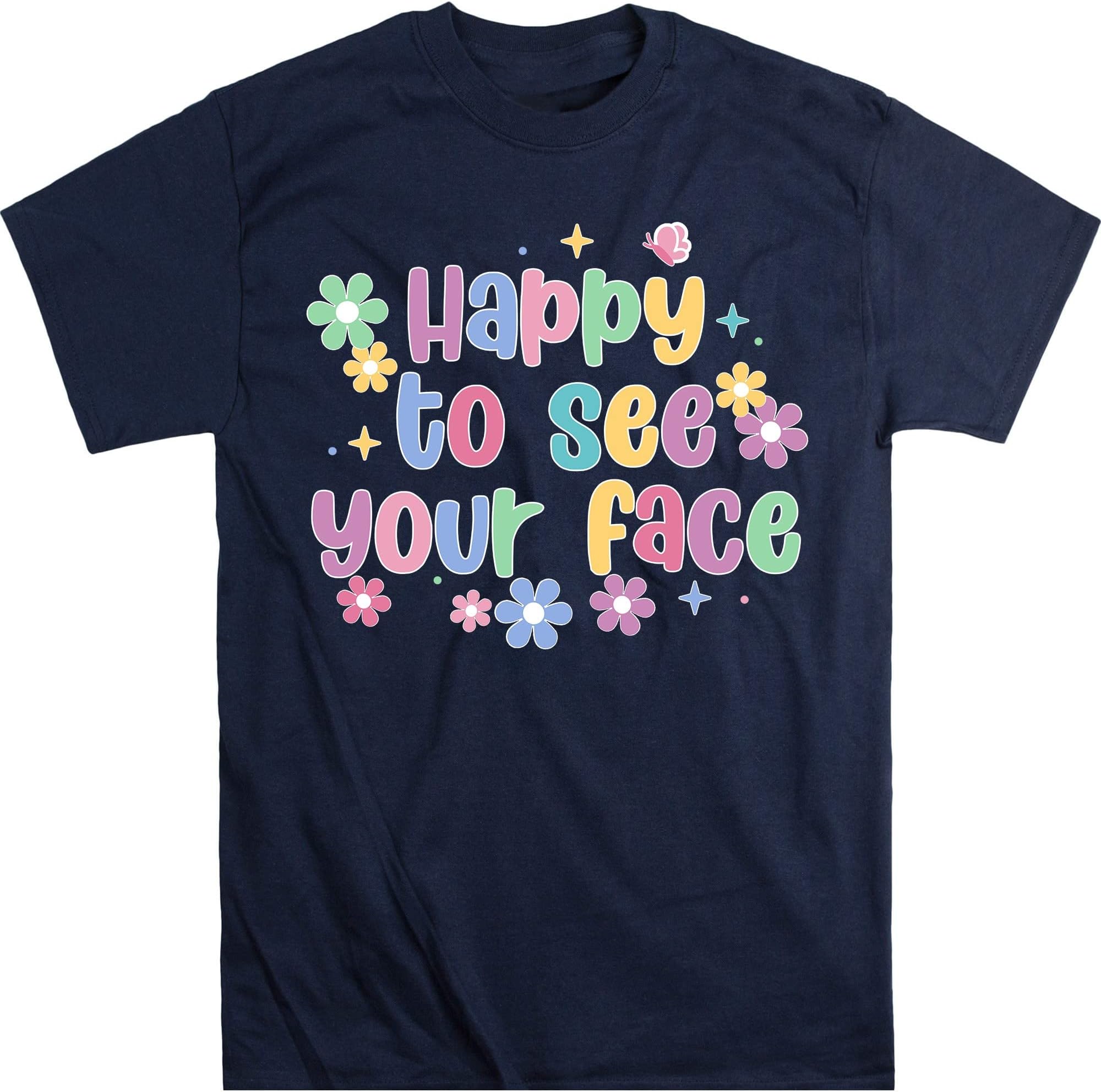 Teacher Back to School T Shirt, Back to School Shirts for Teachers, Funny Teacher Life Shirt, Teacher Gifts, Happy to See You – Navy/Medium