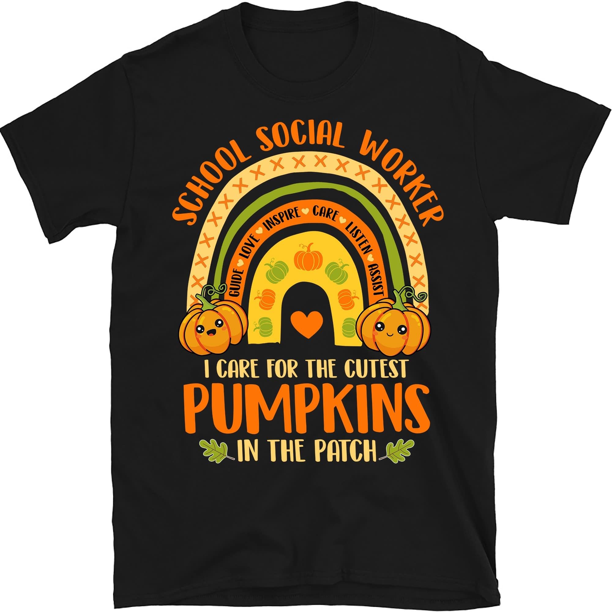 School Social Worker Halloween Rainbow Leopard School Worker T-Shirt, Spooky Social Worker, School Social Worker Gifts