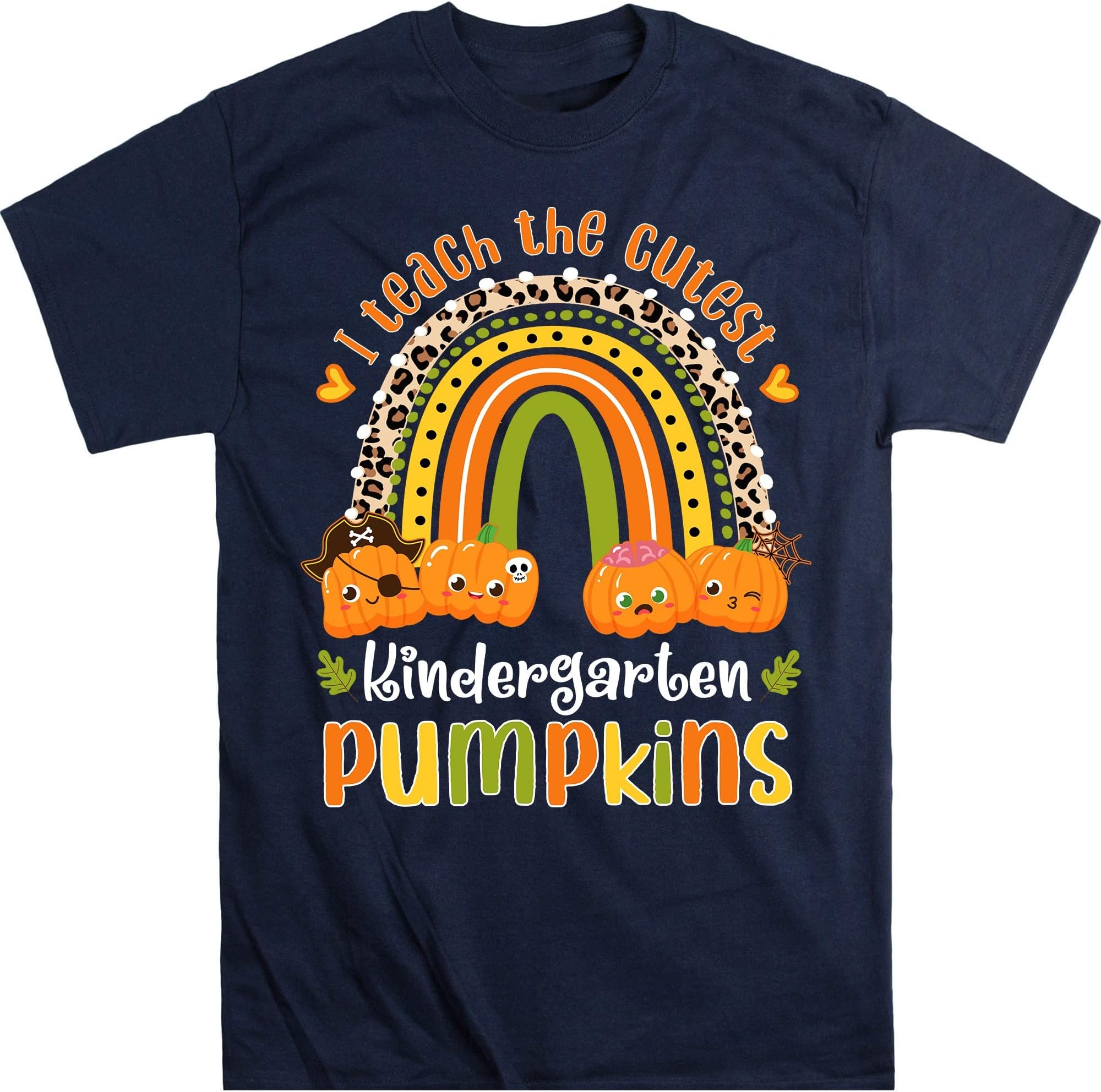 Halloween Fall Teacher Shirt, I Teach The Cutest Kindergarten Pumpkins, Pumpkin Teacher Rainbow Shirt, Kindergarten Teacher