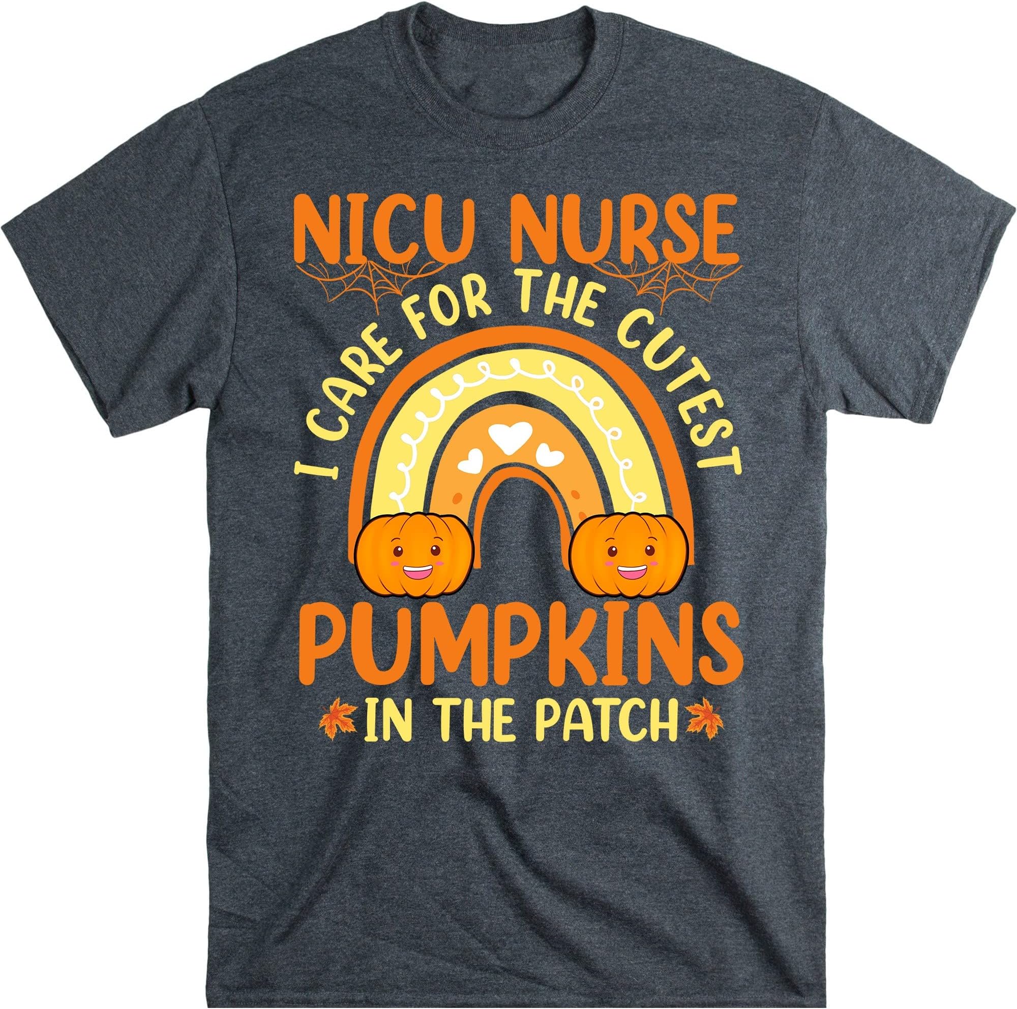 Nicu Nurse Halloween Pumpkin Shirt, Neonatal ICU Unit, Rn Tshirt, Spooky Fall Nurse Rainbow Shirt, Nurse Gifts, Halloween – Dark Heather/Small
