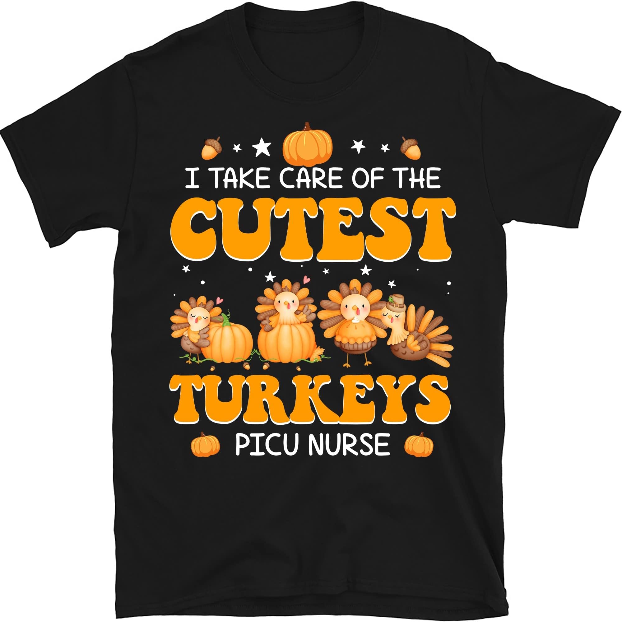 PICU Nurse Thanksgiving Turkeys Shirt, Neonatal ICU Unit, Rn Tshirt, Spooky Fall Nurse Rainbow Shirt, Nurse Gifts