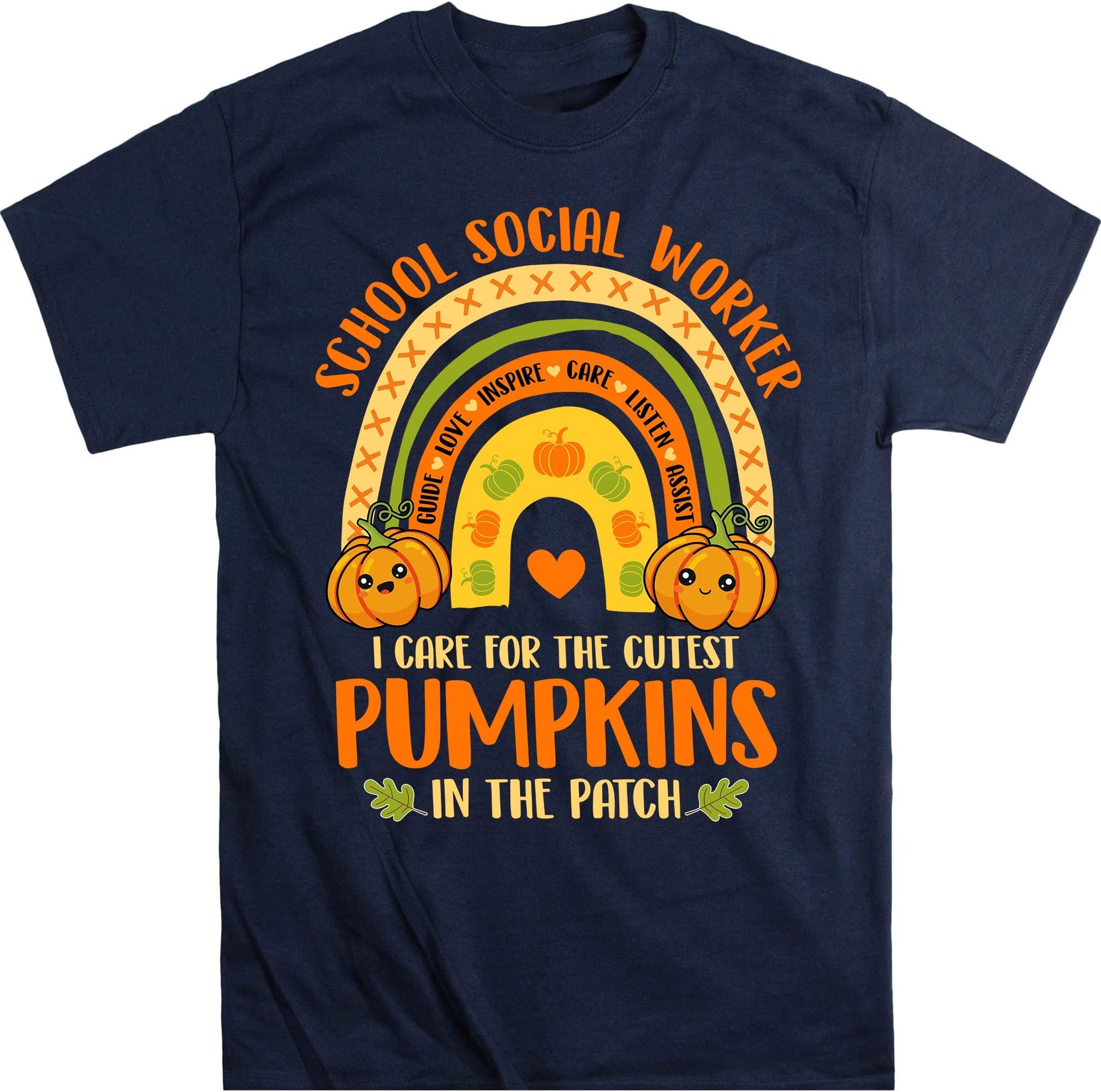 School Social Worker Halloween Rainbow Leopard School Worker T-Shirt, Spooky Social Worker, School Social Worker Gifts