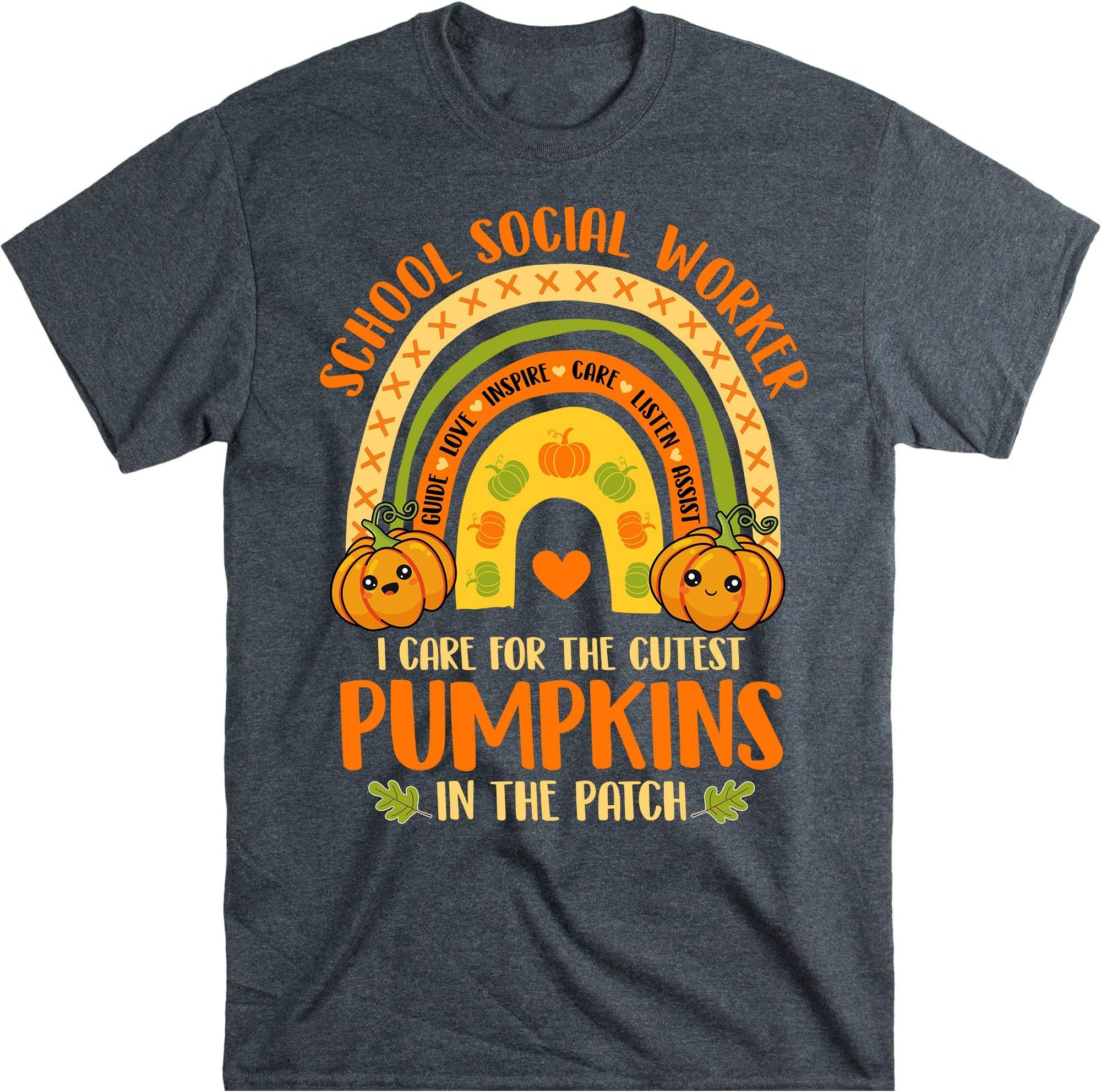 School Social Worker Halloween Rainbow Leopard School Worker T-Shirt, Spooky Social Worker, School Social Worker Gifts