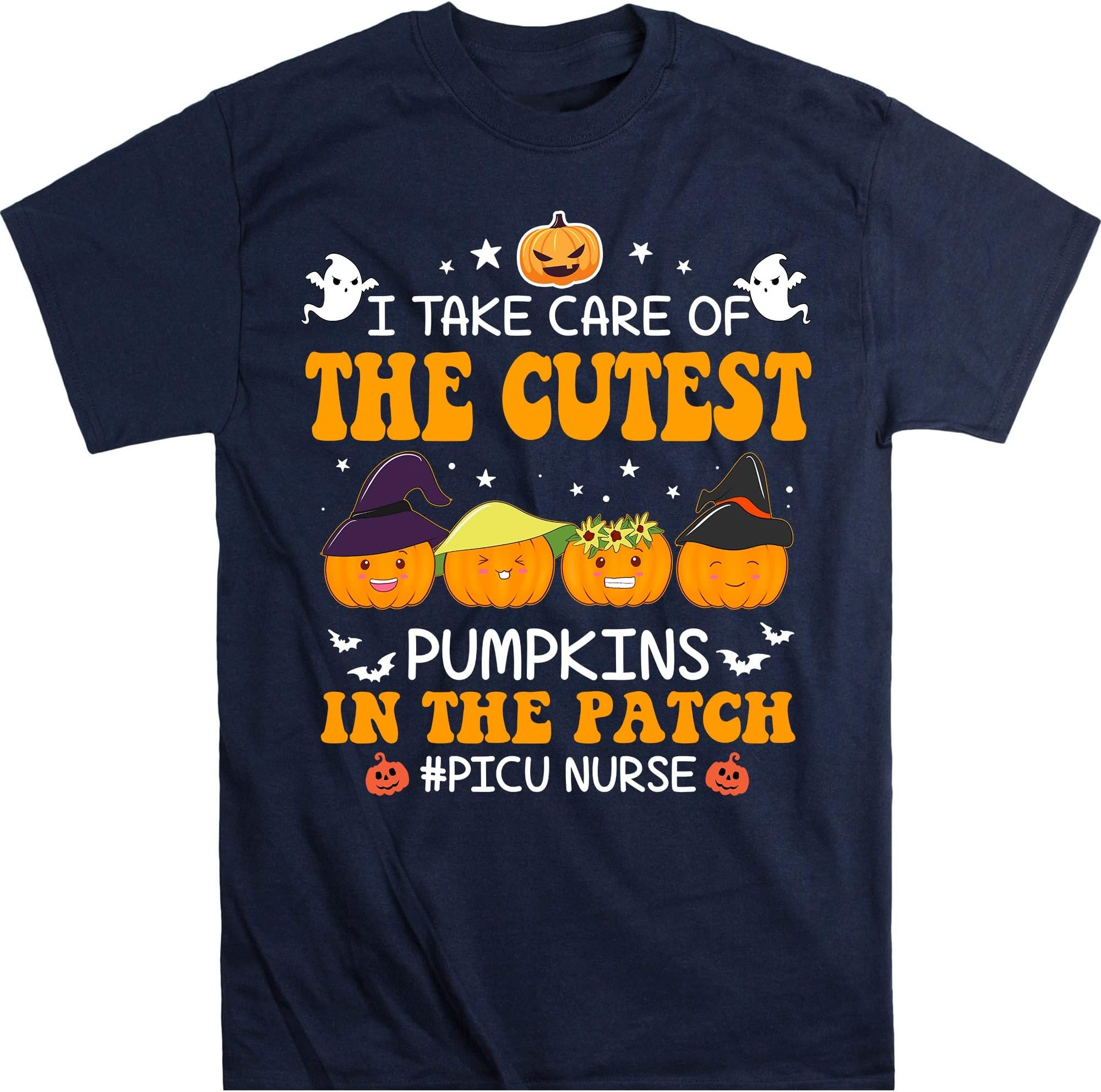 PICU Nurse Shirt, PICU Halloween, Nurse Fall Shirt, Nurse Gifts, Fall Crewneck, PICU Pumpkin Shirt, Nurse Fall Shirt – Navy/Large