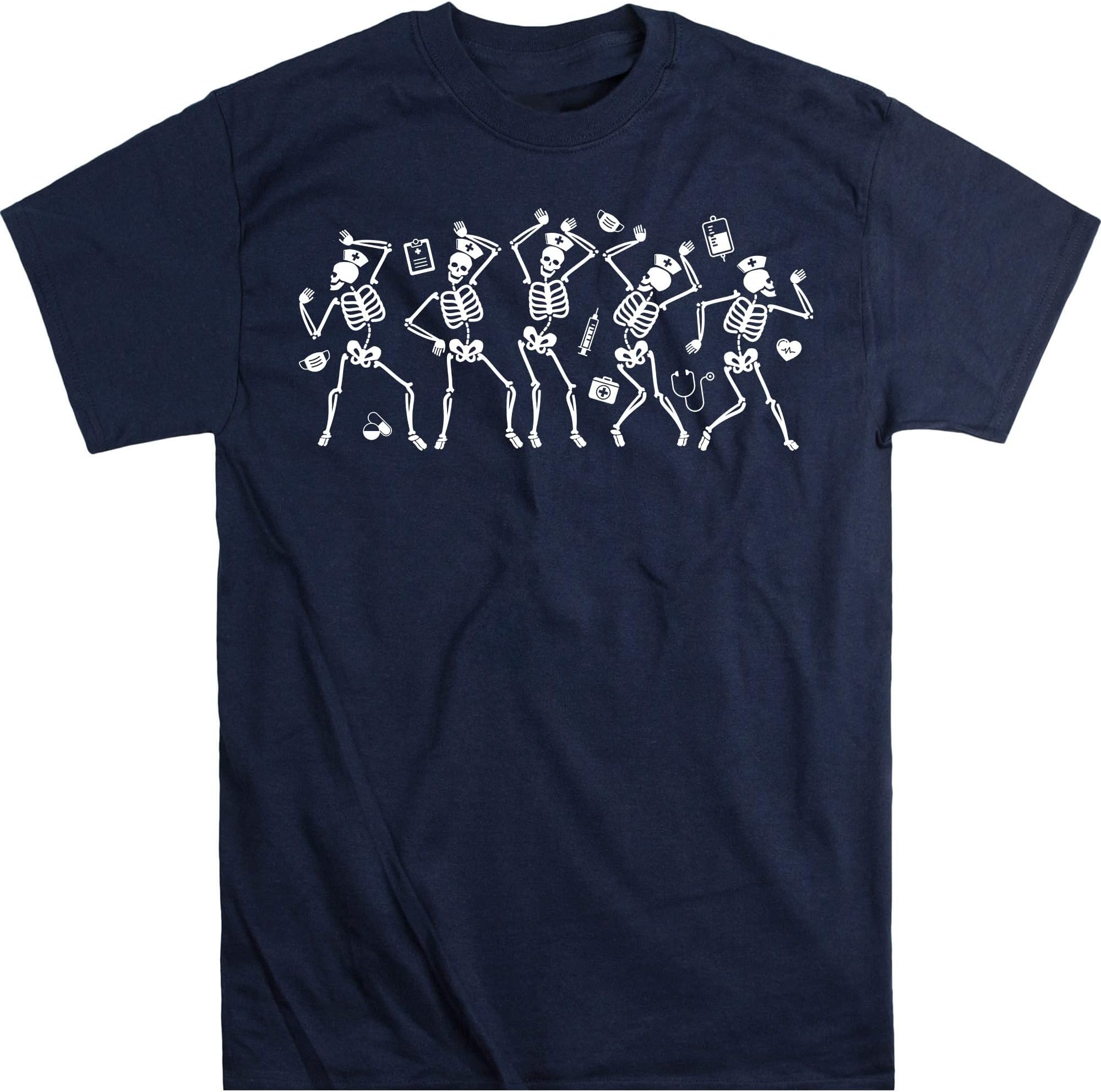 Halloween Nurse Shirt, Dancing Skeletons Nurse Shirt, Funny Doctor Halloween, Halloween Pharmacist Gift,Halloween Medical – Navy/Large