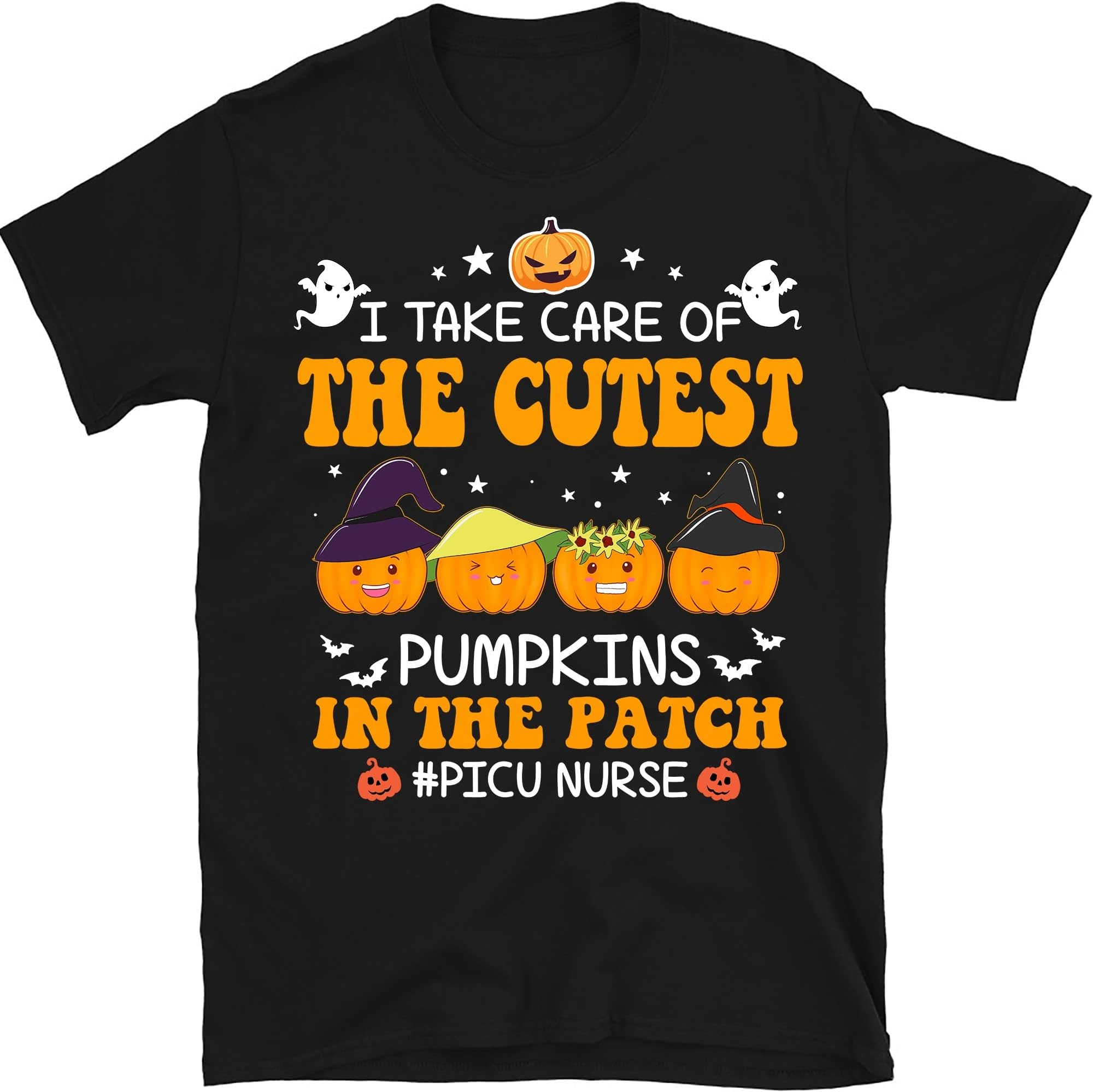 PICU Nurse Shirt, PICU Halloween, Nurse Fall Shirt, Nurse Gifts, Fall Crewneck, PICU Pumpkin Shirt, Nurse Fall Shirt – Black/XX-Large